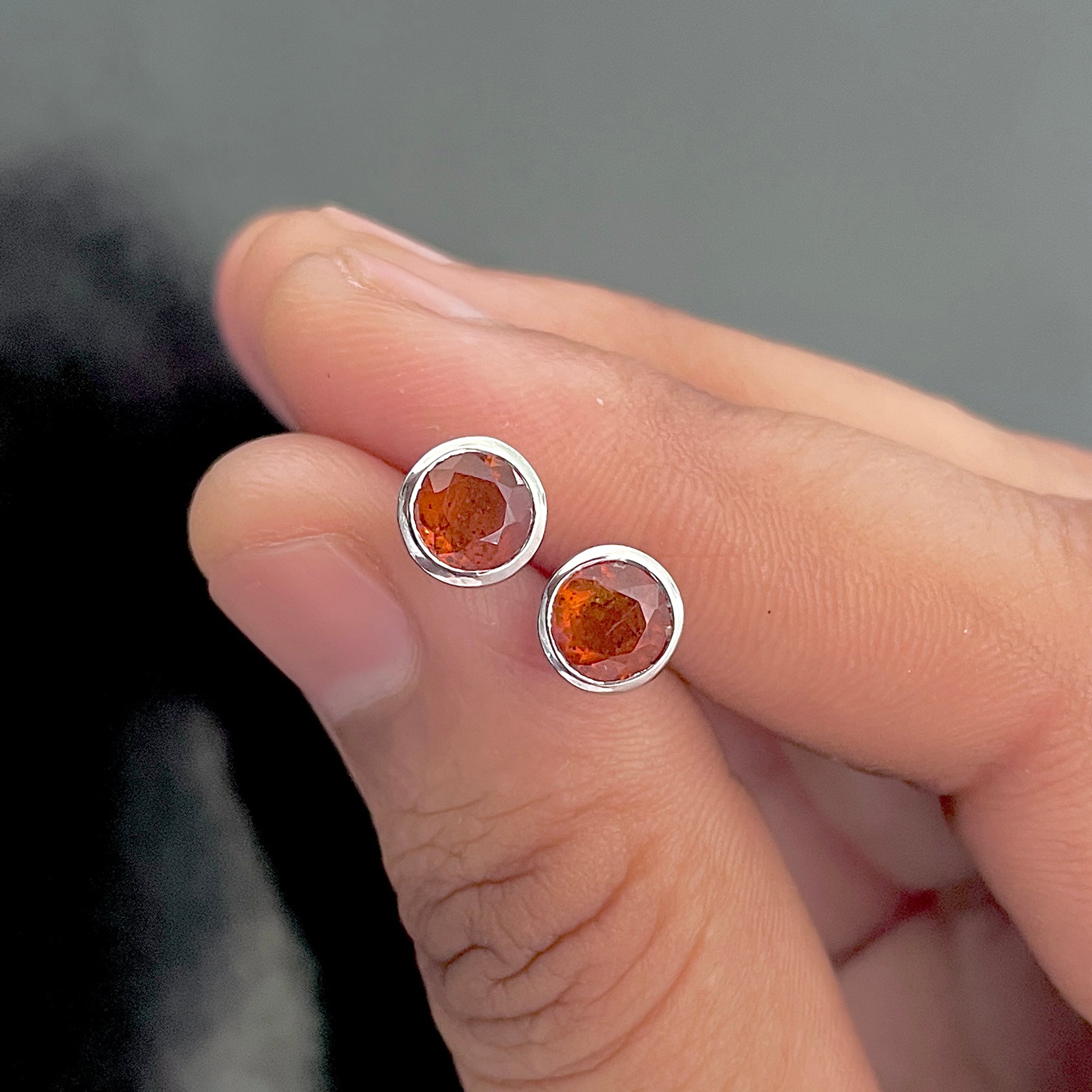 Orange Kyanite Stud Earrings-(OKY-SE-1426.)