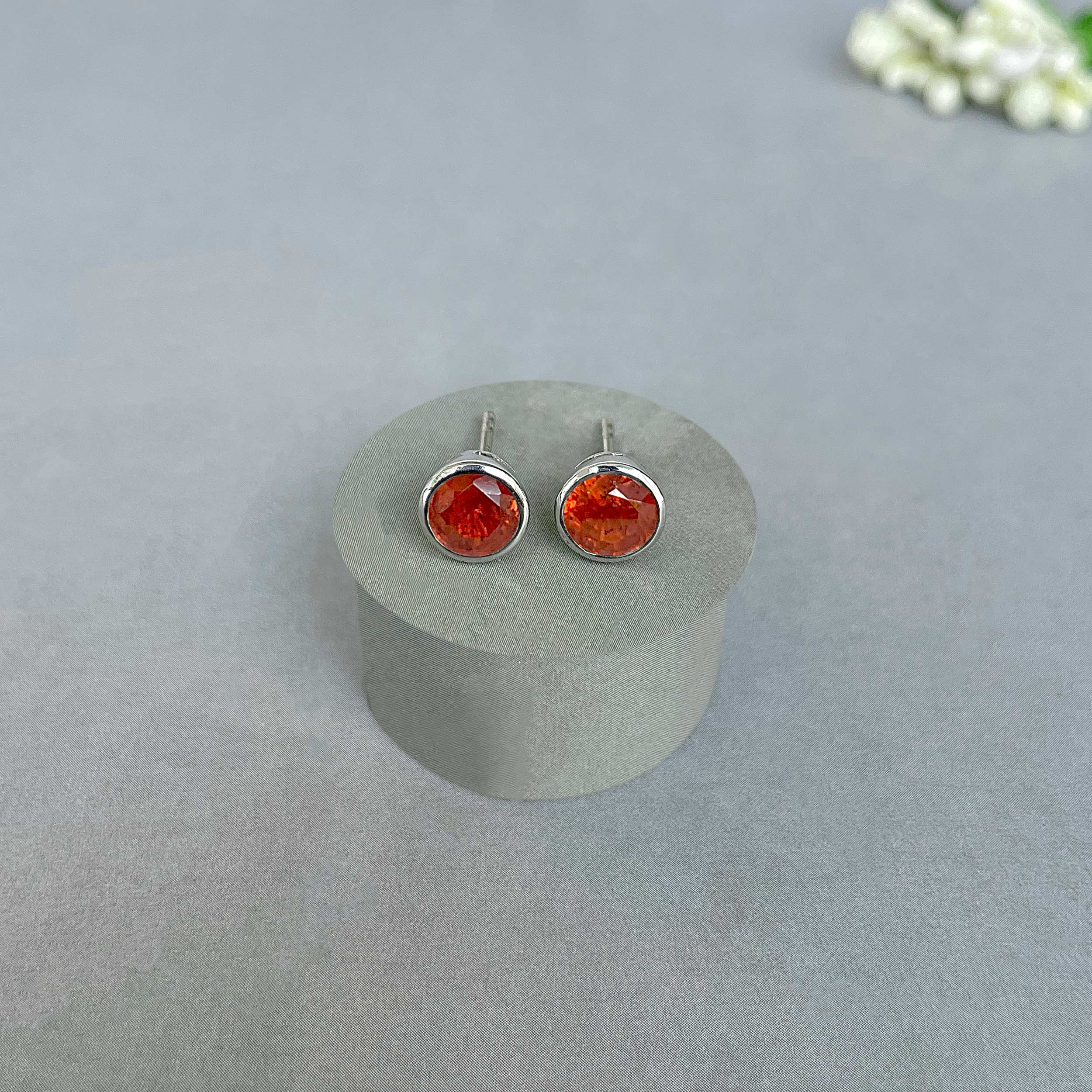 Orange Kyanite Stud Earrings-(OKY-SE-1426.)