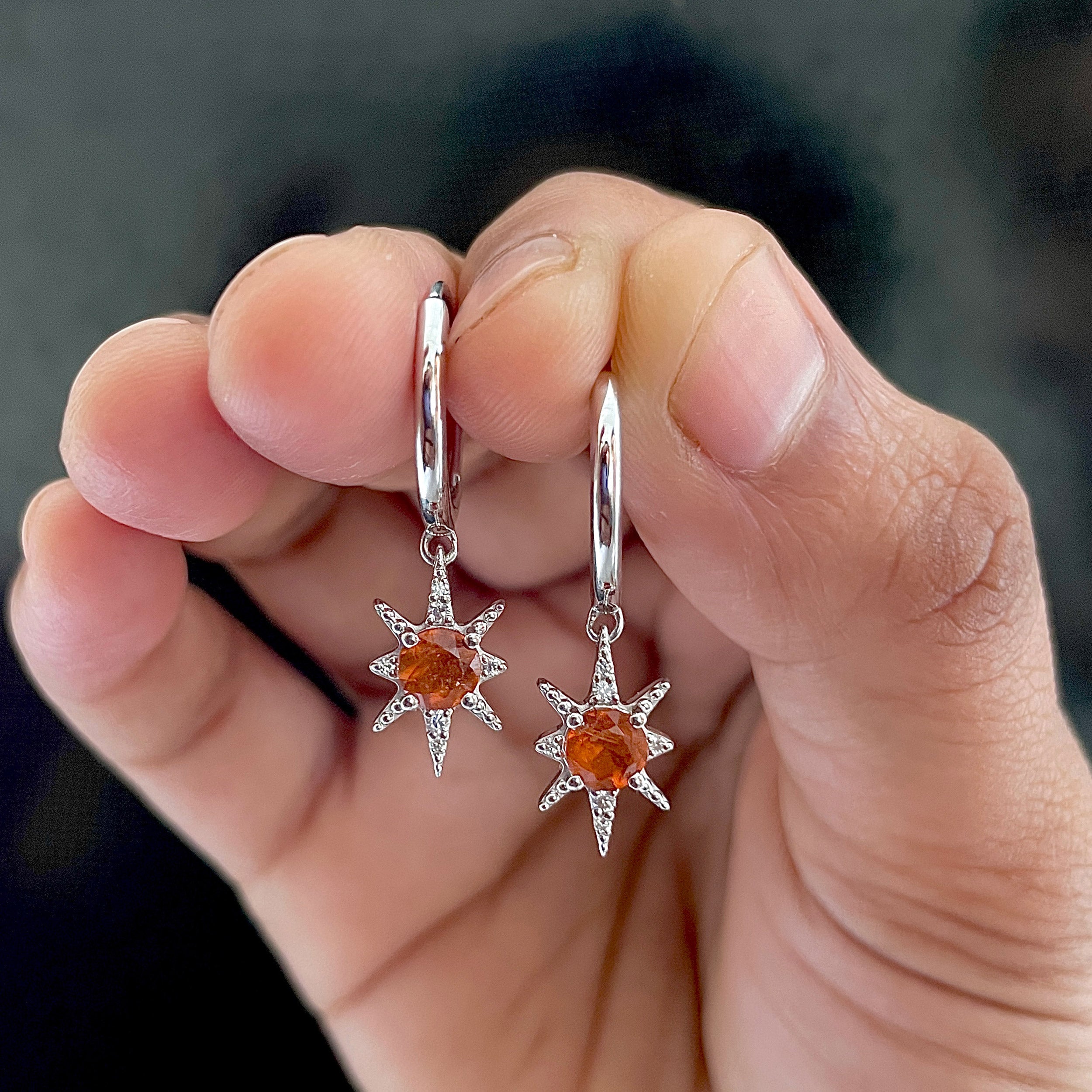 Orange Kyanite Earrings-(OKY-SE-1470.)