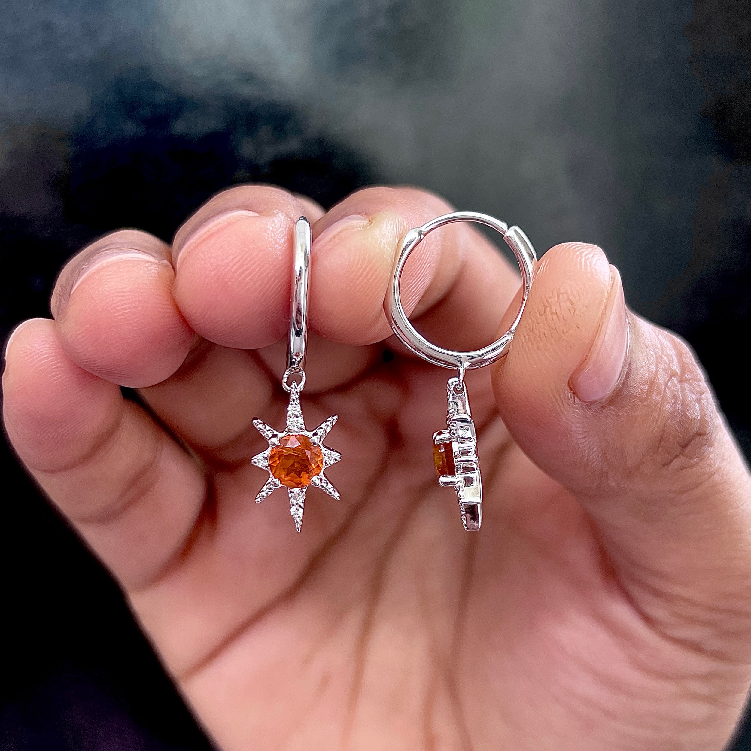 Orange Kyanite Earrings-(OKY-SE-1470.)