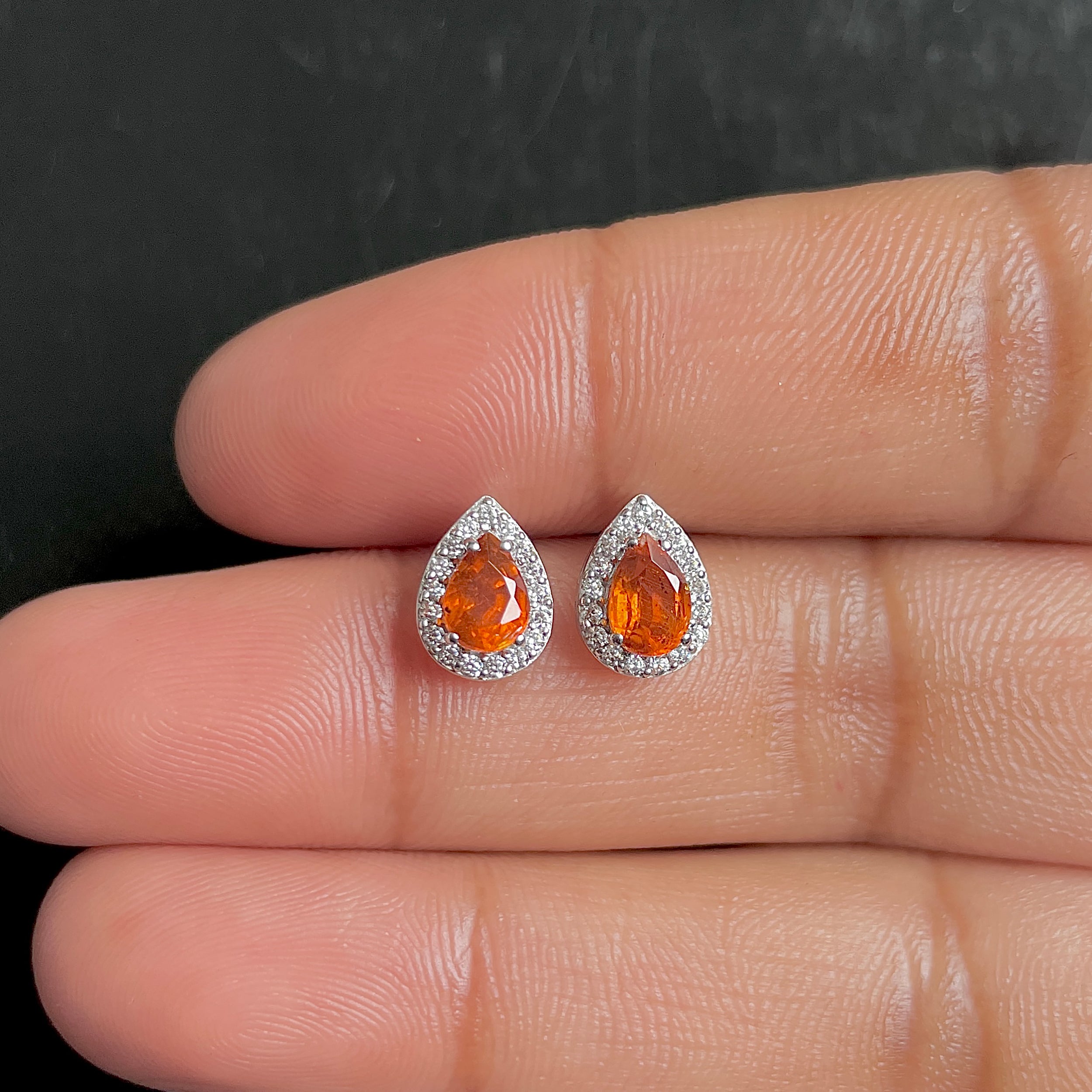 Orange Kyanite Stud Earrings-(OKY-SE-52W.)