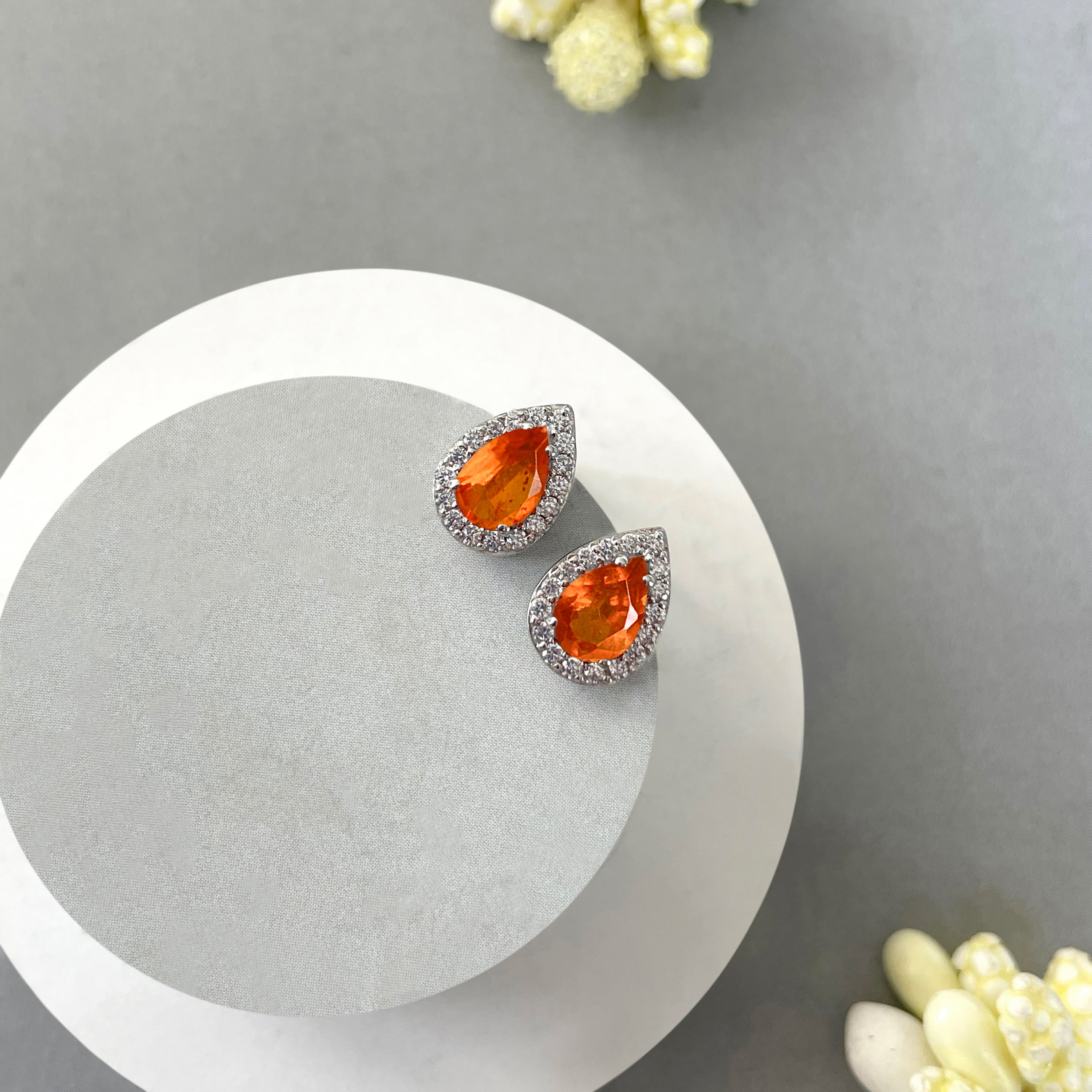 Orange Kyanite Stud Earrings-(OKY-SE-52W.)