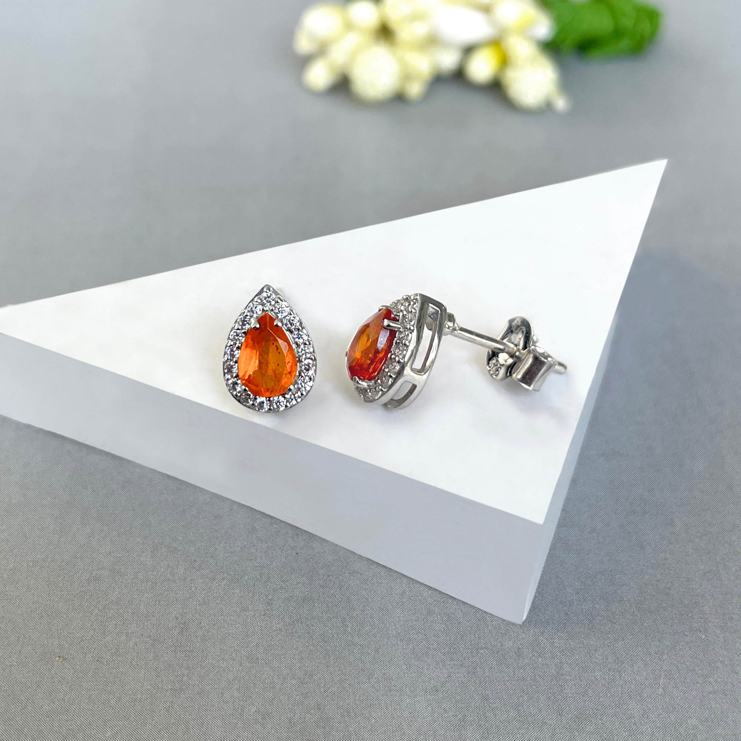 Orange Kyanite Stud Earrings-(OKY-SE-52W.)