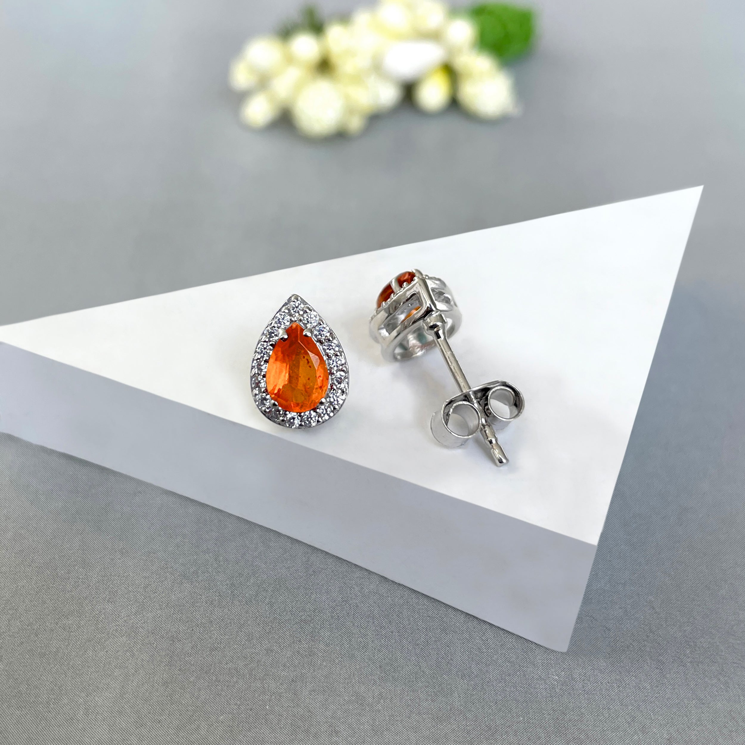 Orange Kyanite Stud Earrings-(OKY-SE-52W.)