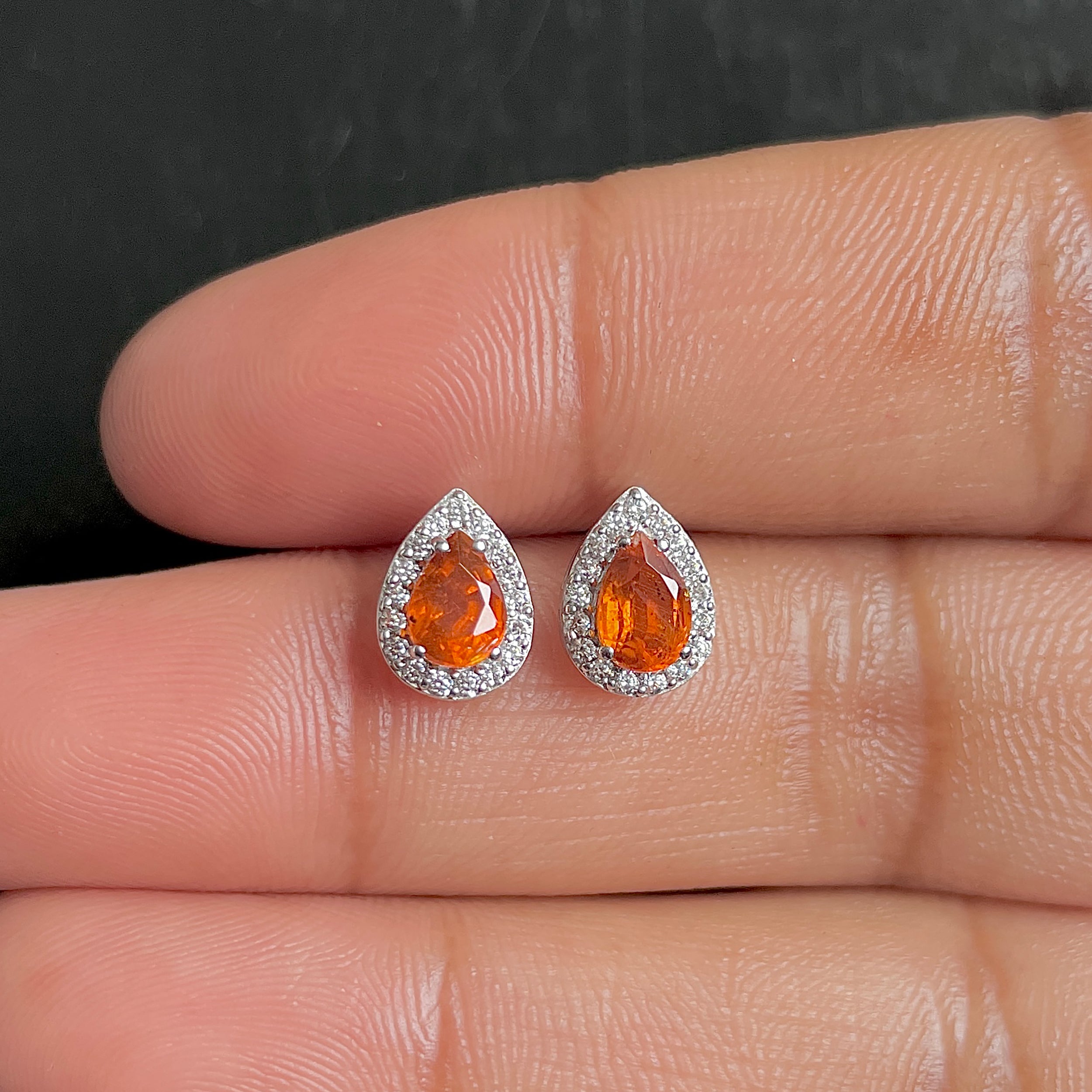 Orange Kyanite Stud Earrings-(OKY-SE-52W.)