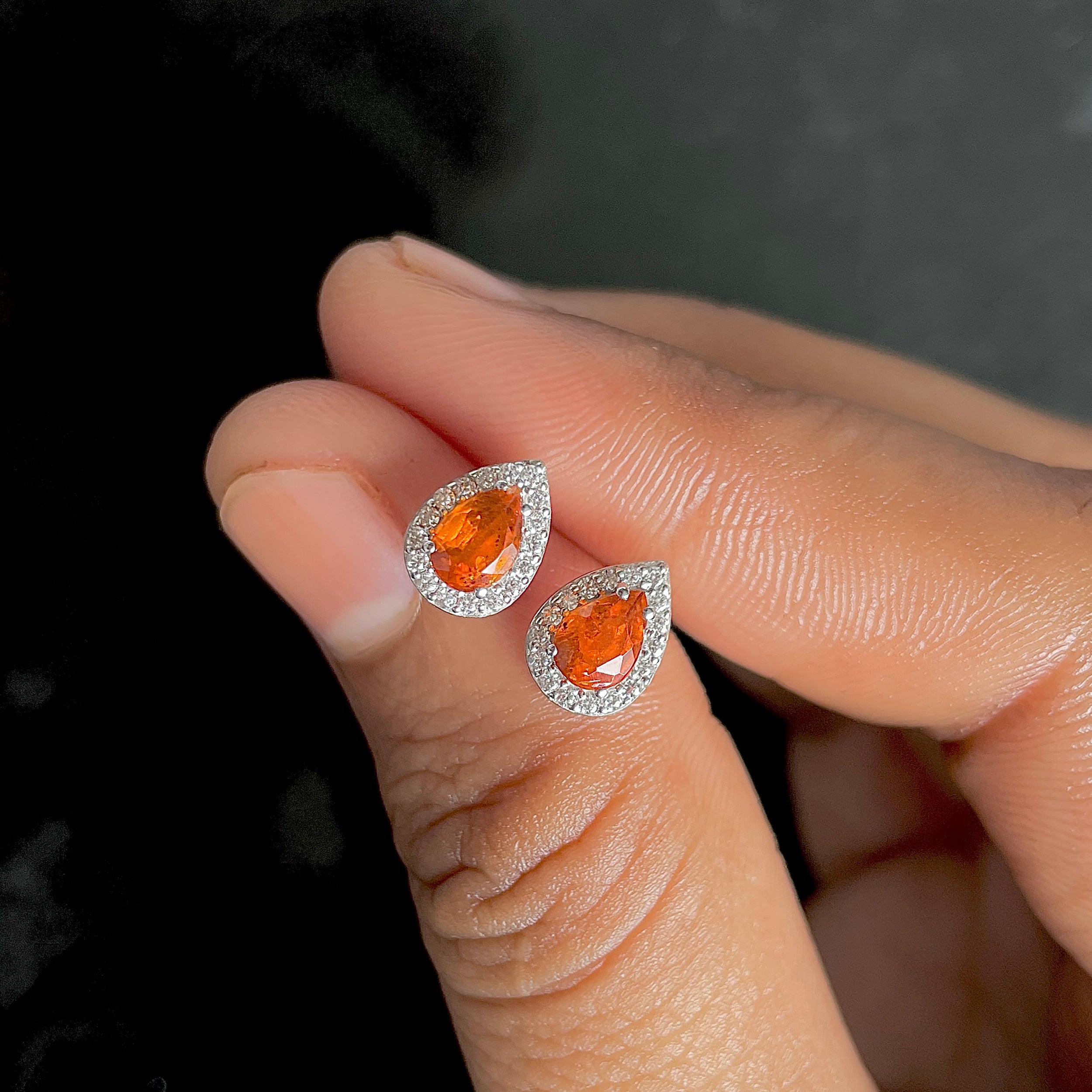 Orange Kyanite Stud Earrings-(OKY-SE-52W.)