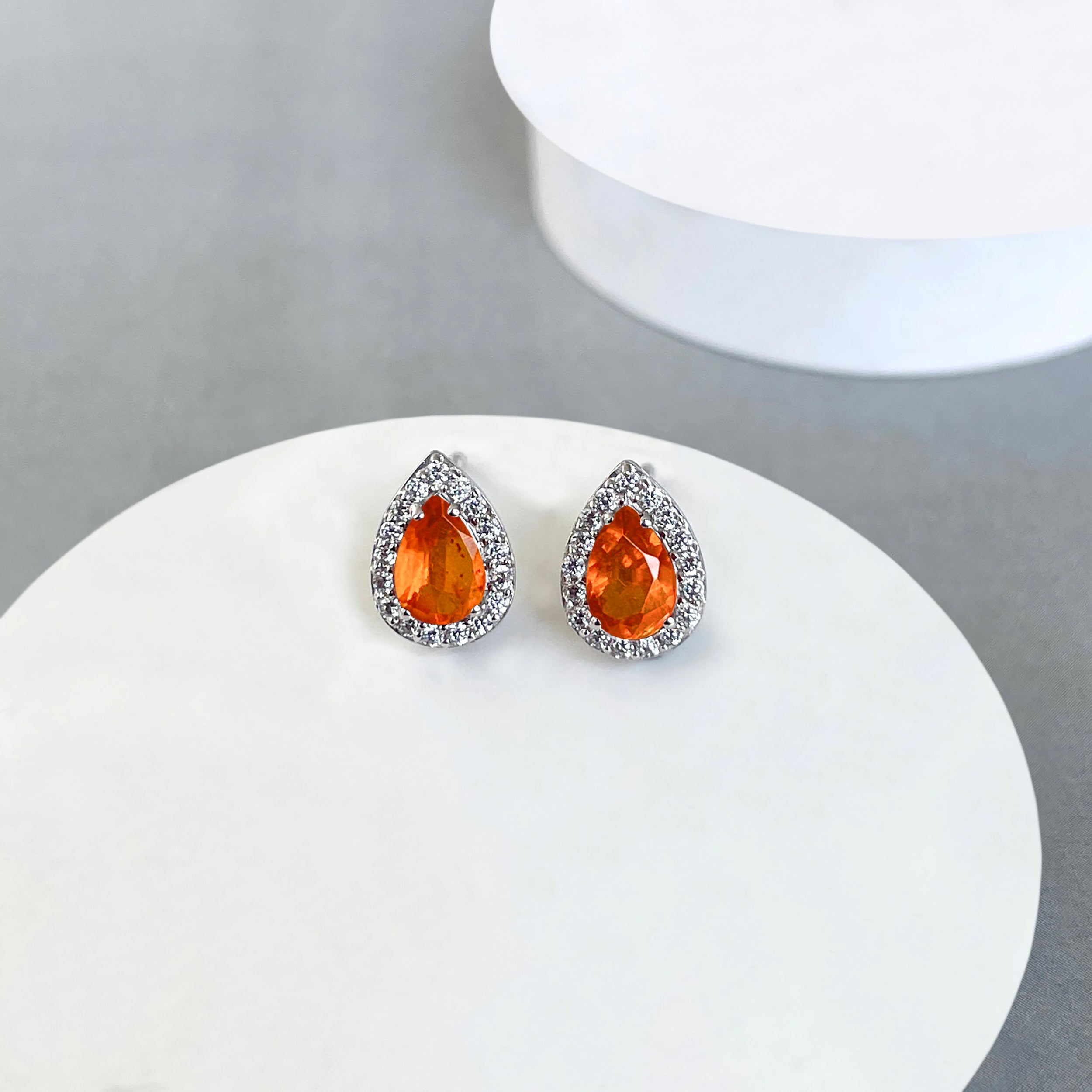 Orange Kyanite Stud Earrings-(OKY-SE-52W.)