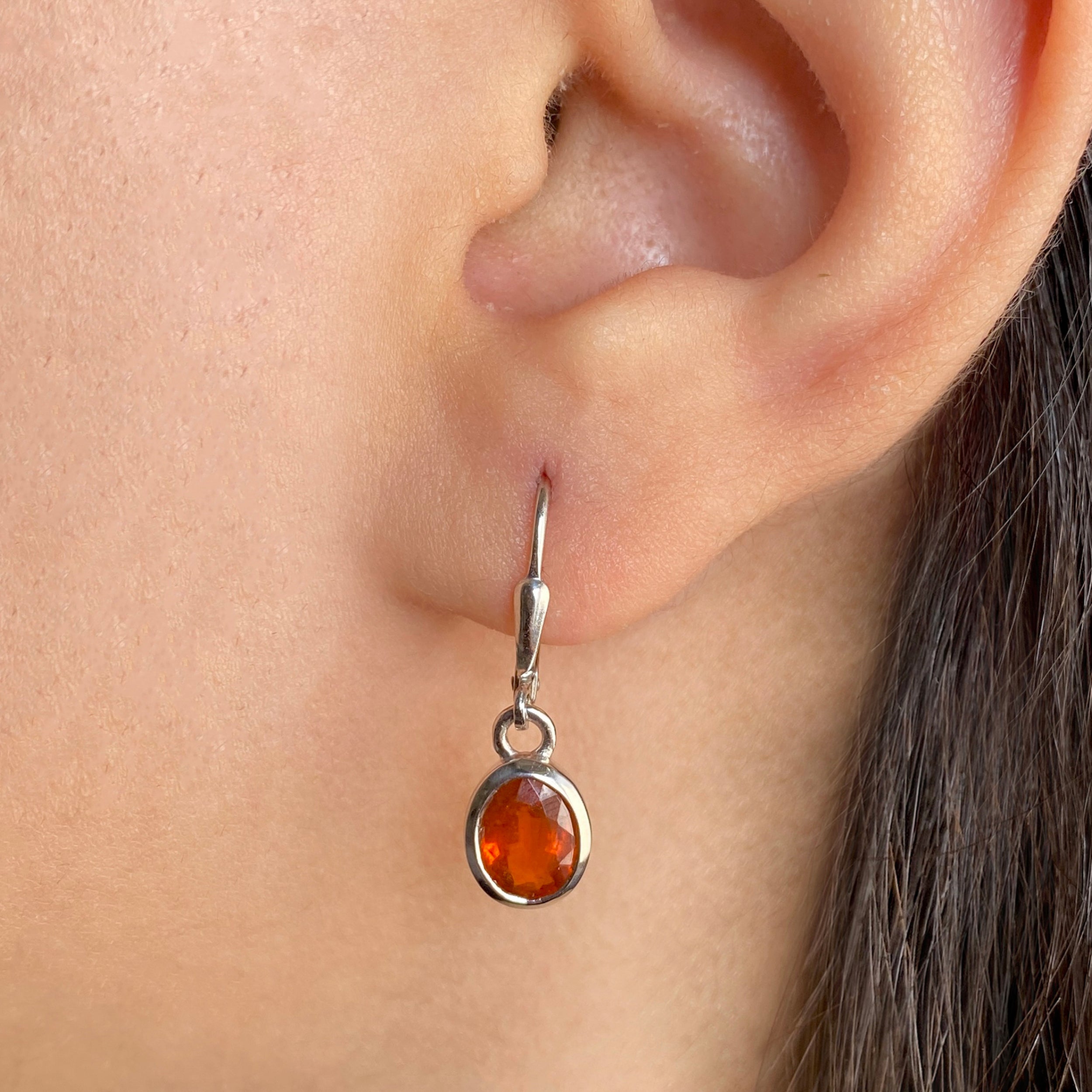 Orange Kyanite Leverback Earrings-(OKY-SE-547.)