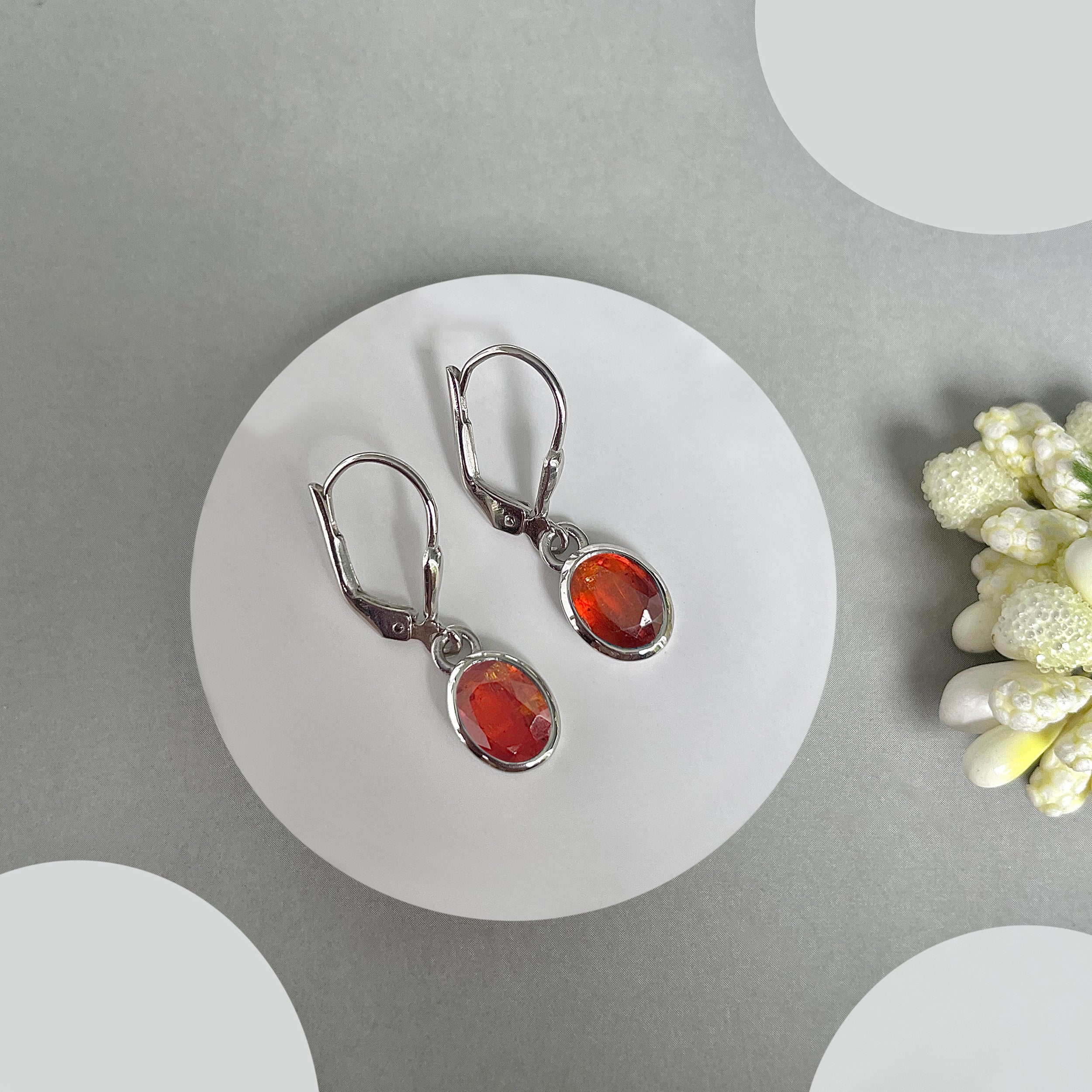 Orange Kyanite Leverback Earrings-(OKY-SE-547.)