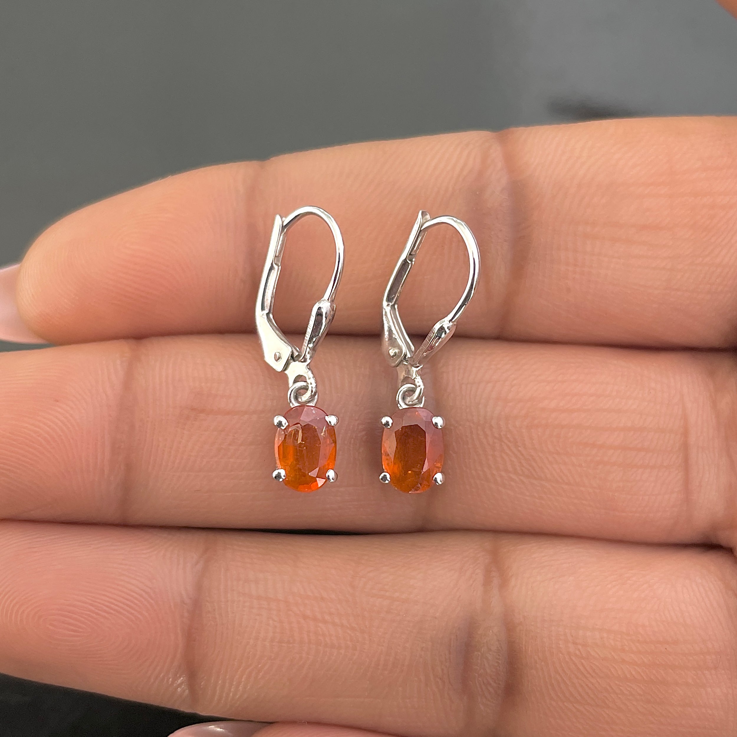 Orange Kyanite Leverback Earrings-(OKY-SE-670.)