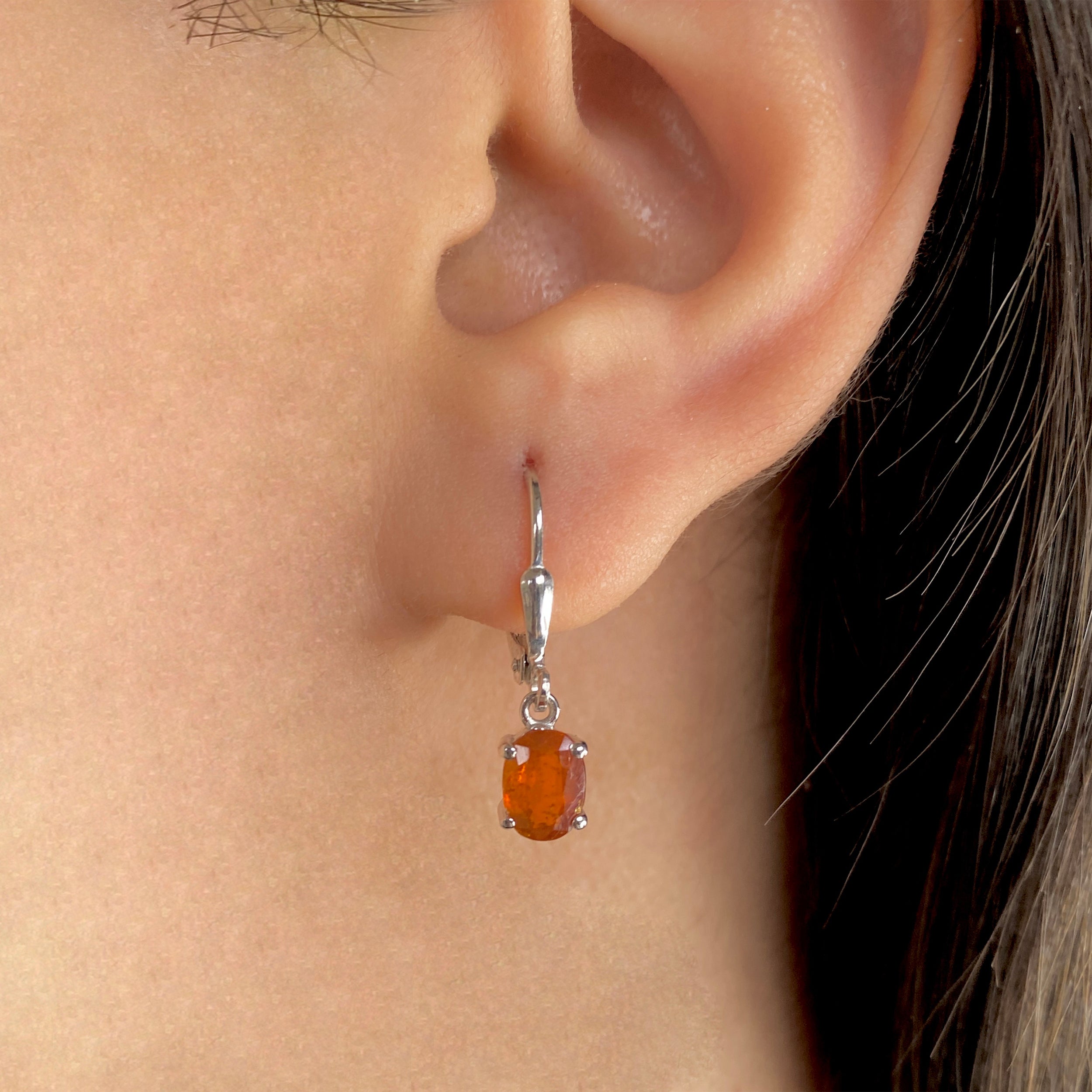 Orange Kyanite Leverback Earrings-(OKY-SE-670.)
