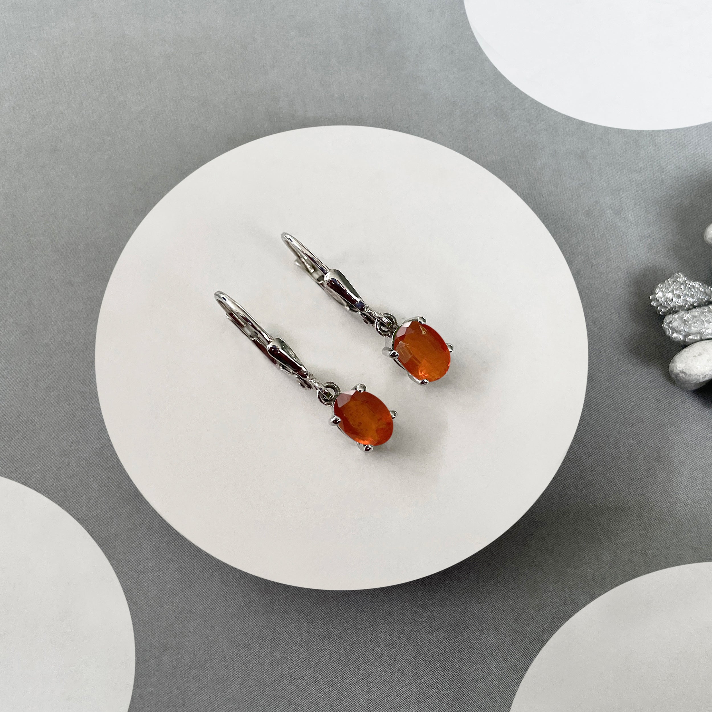 Orange Kyanite Leverback Earrings-(OKY-SE-670.)