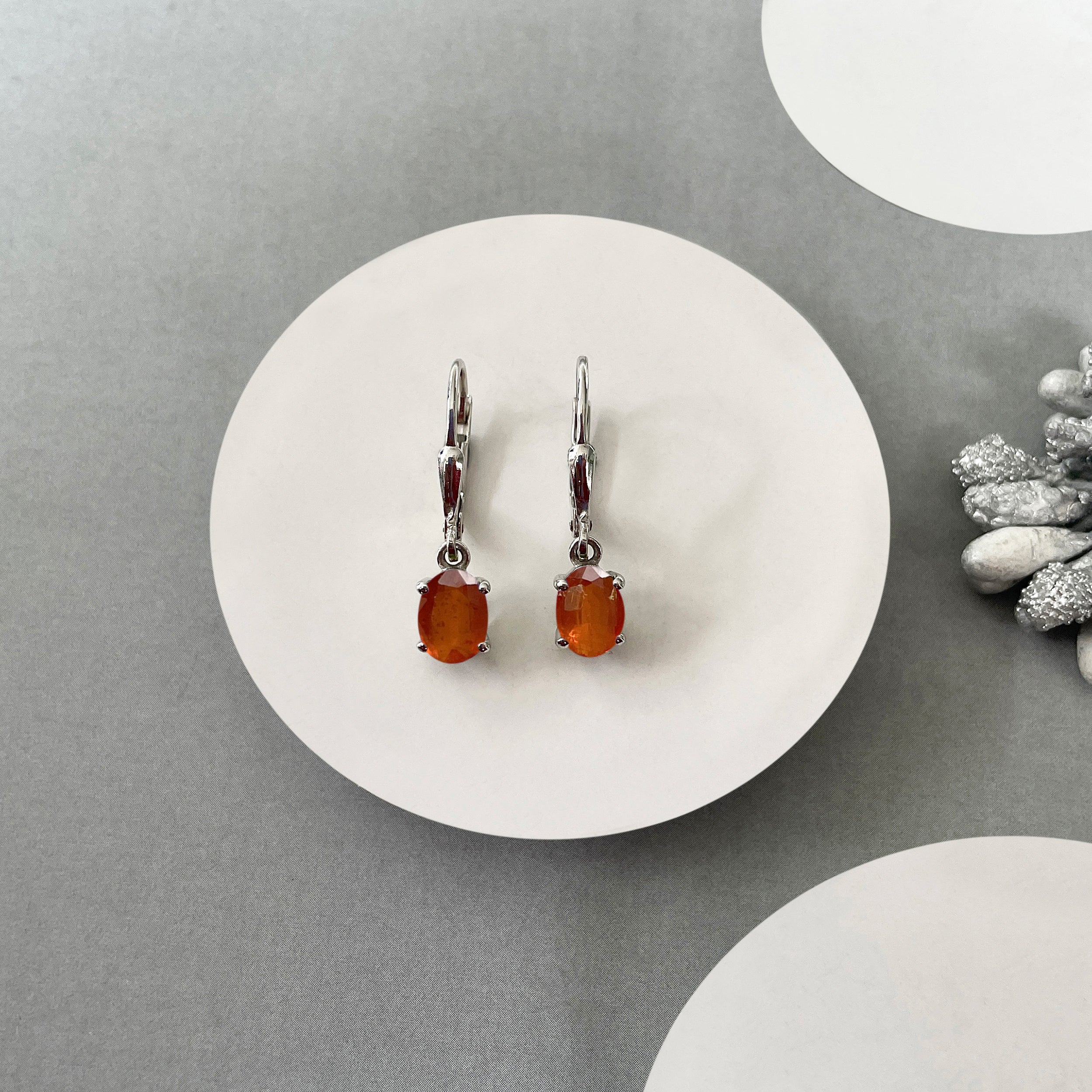 Orange Kyanite Leverback Earrings-(OKY-SE-670.)