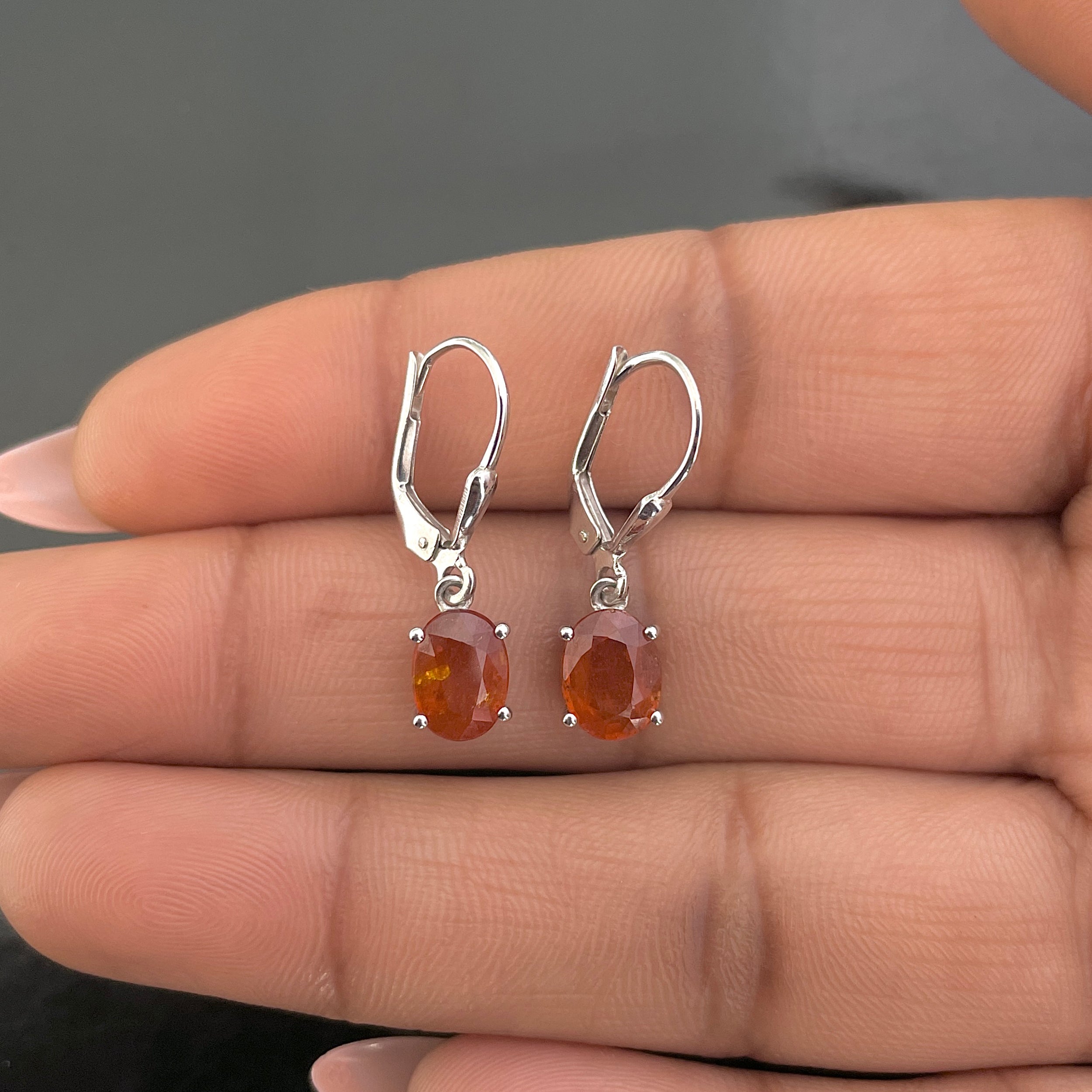 Orange Kyanite Leverback Earrings-(OKY-SE-673.)