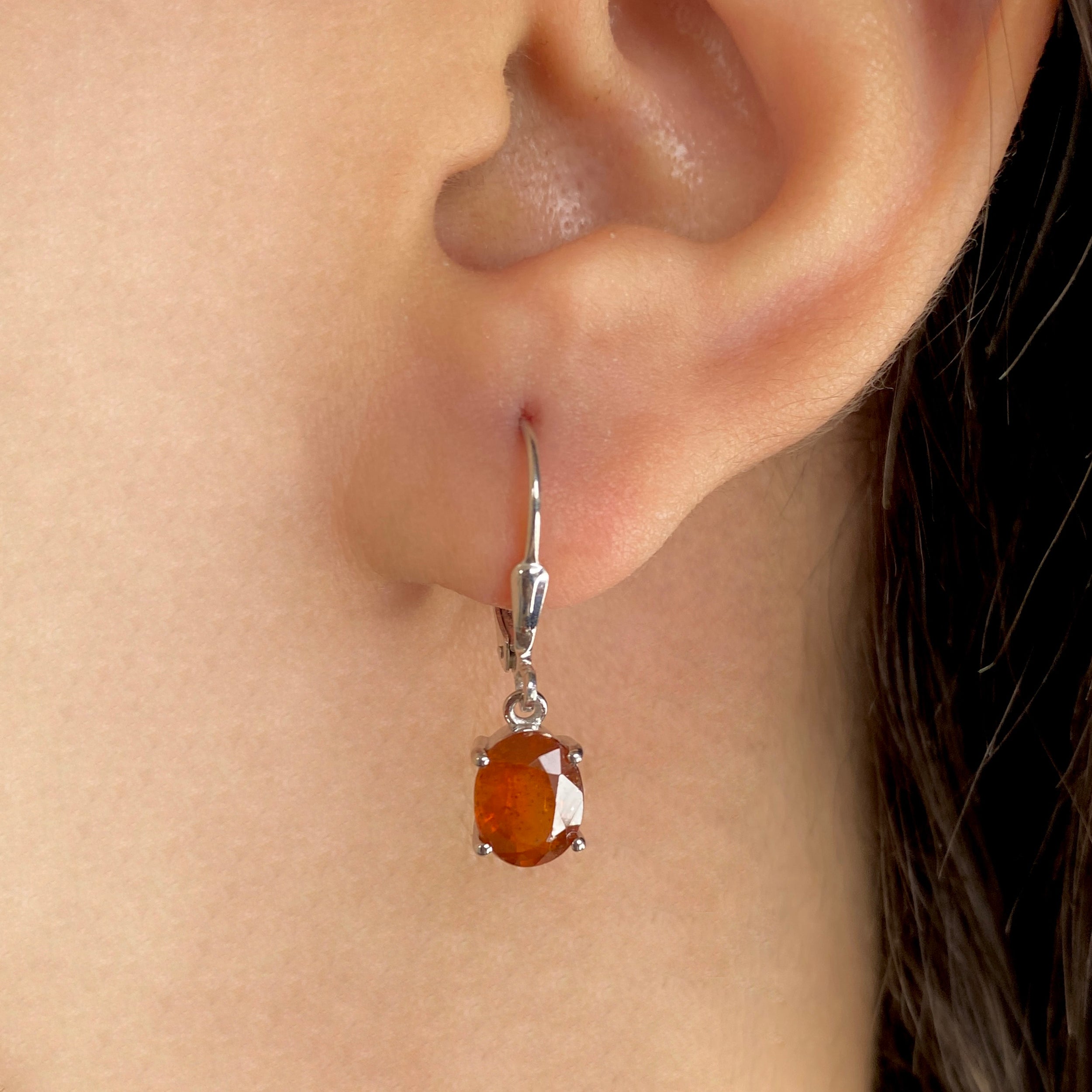 Orange Kyanite Leverback Earrings-(OKY-SE-673.)
