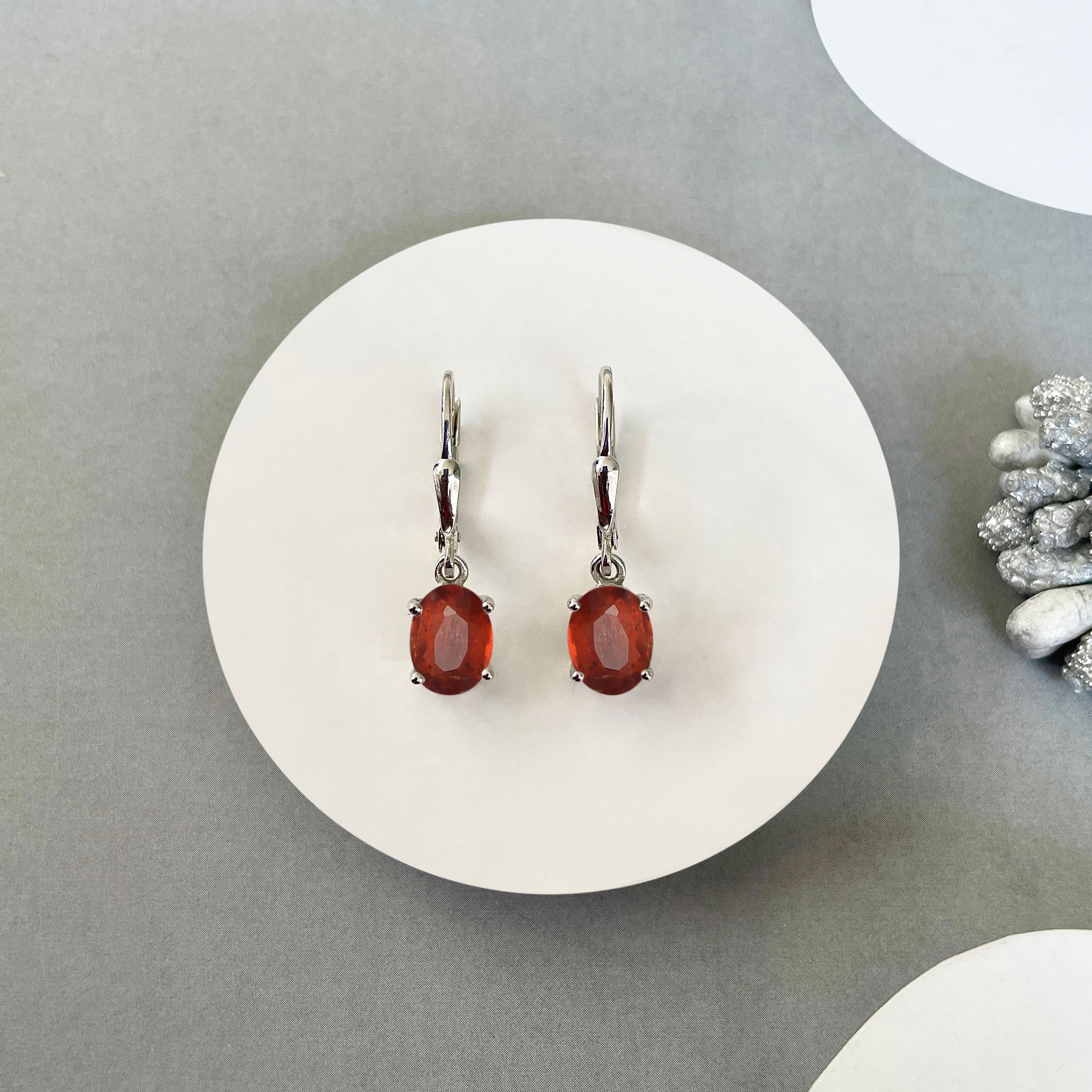 Orange Kyanite Leverback Earrings-(OKY-SE-673.)