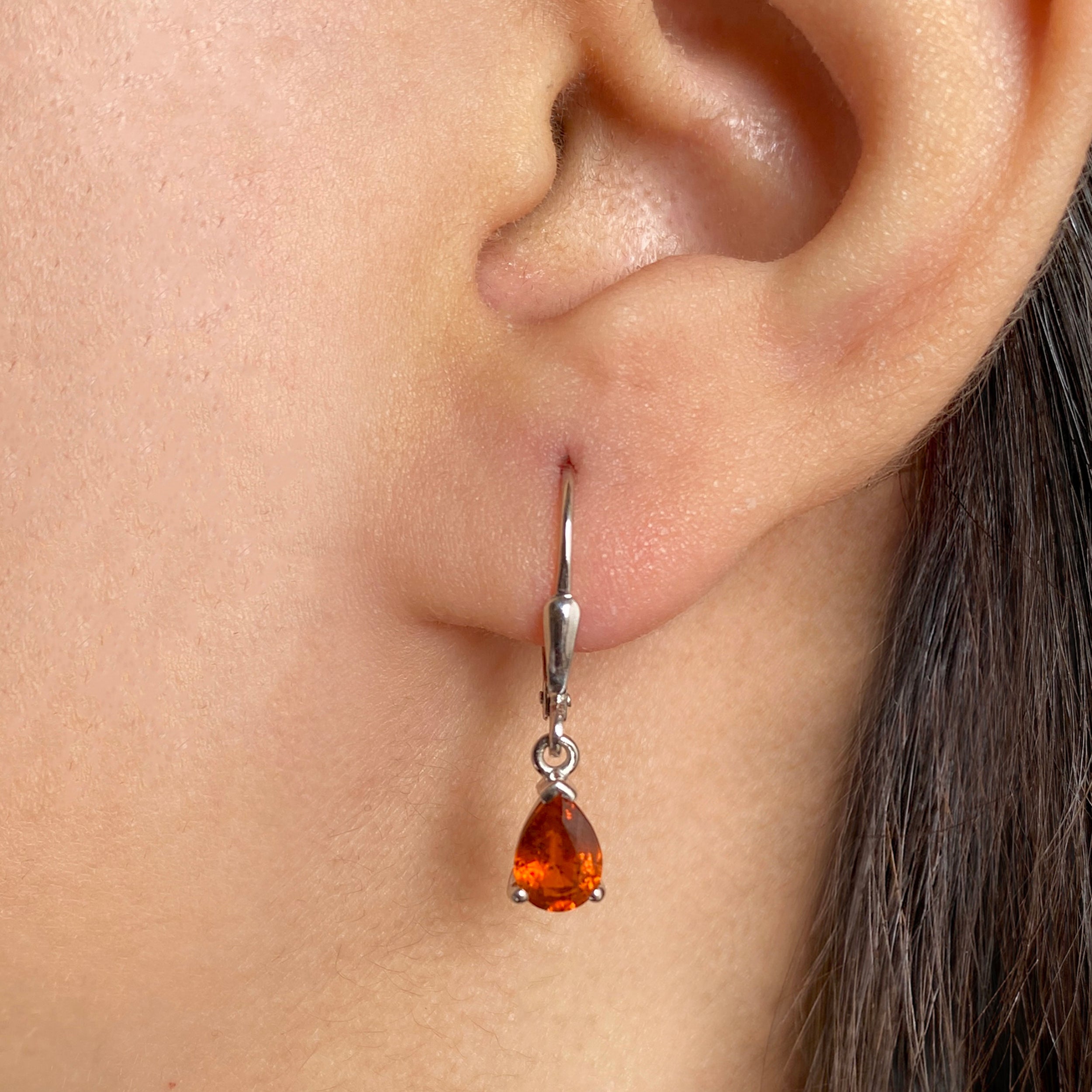 Orange Kyanite Leverback Earrings-(OKY-SE-676.)
