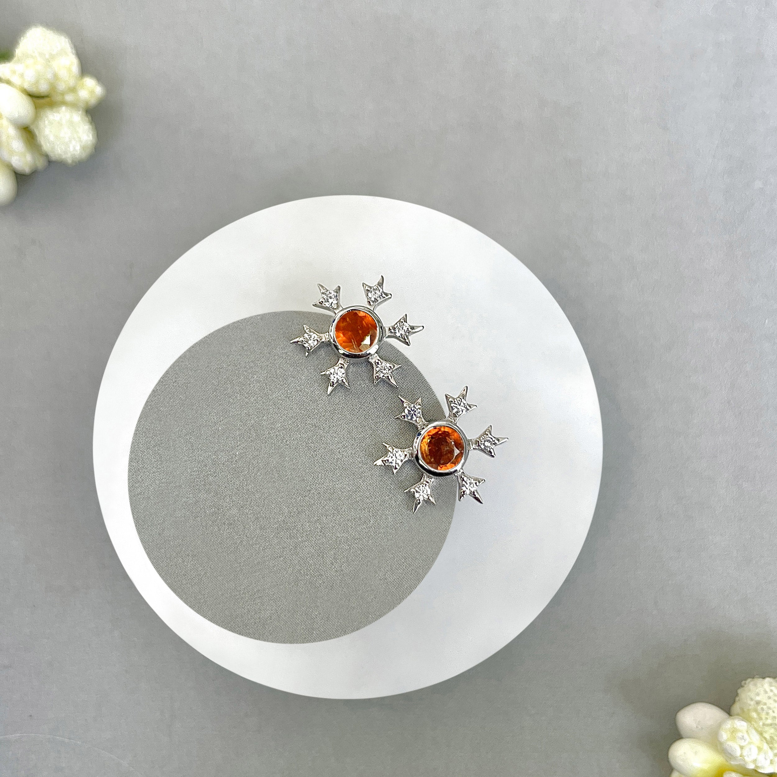 Orange Kyanite Stud Earrings-(OKY-SE-854.)
