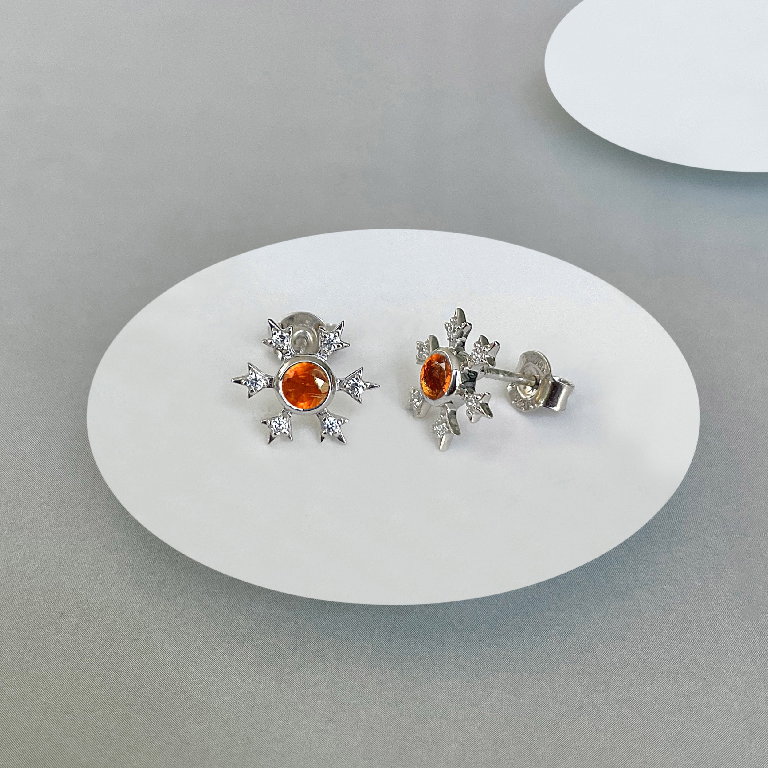 Orange Kyanite Stud Earrings-(OKY-SE-854.)