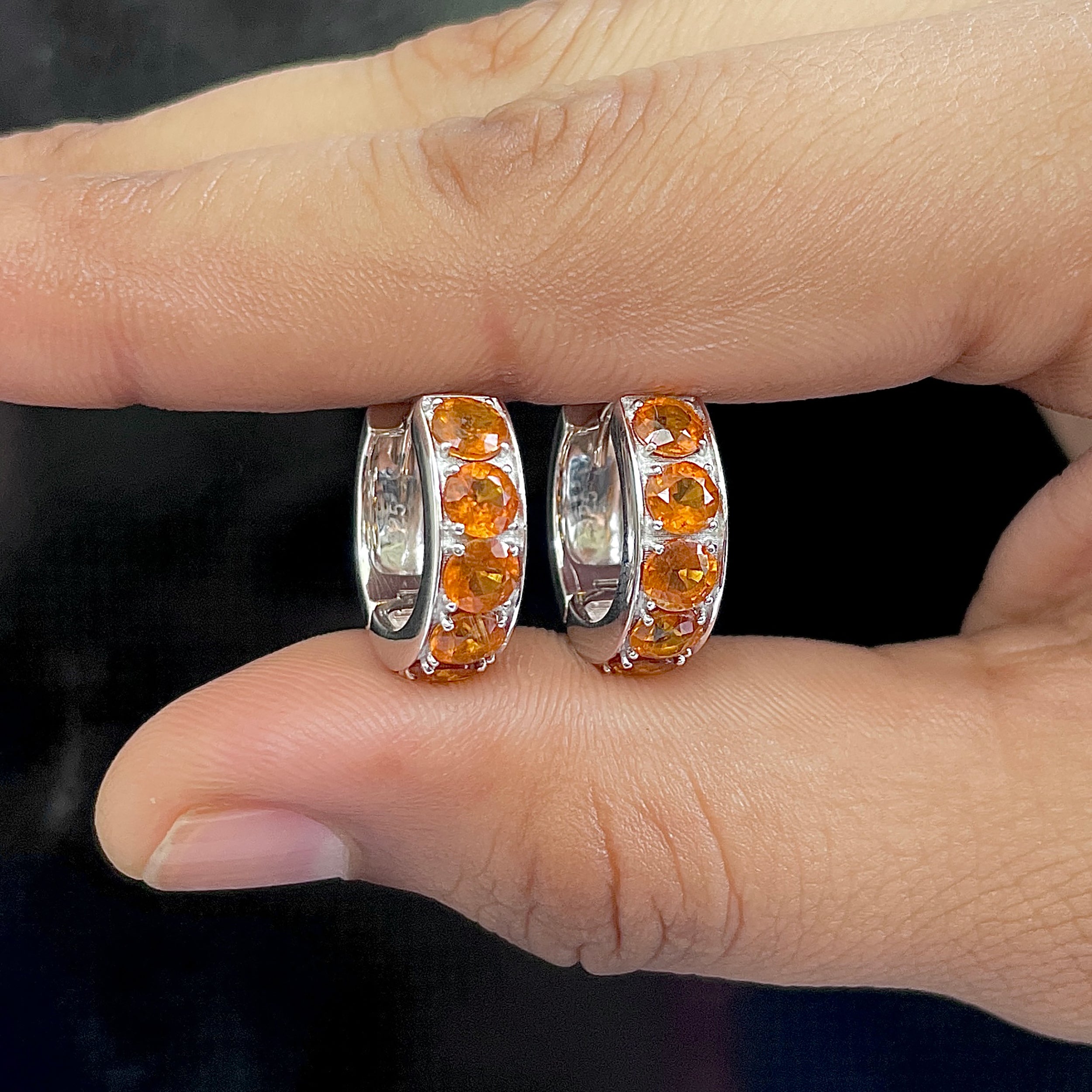 Orange Kyanite Hoop Earrings-(OKY-SE-973.)