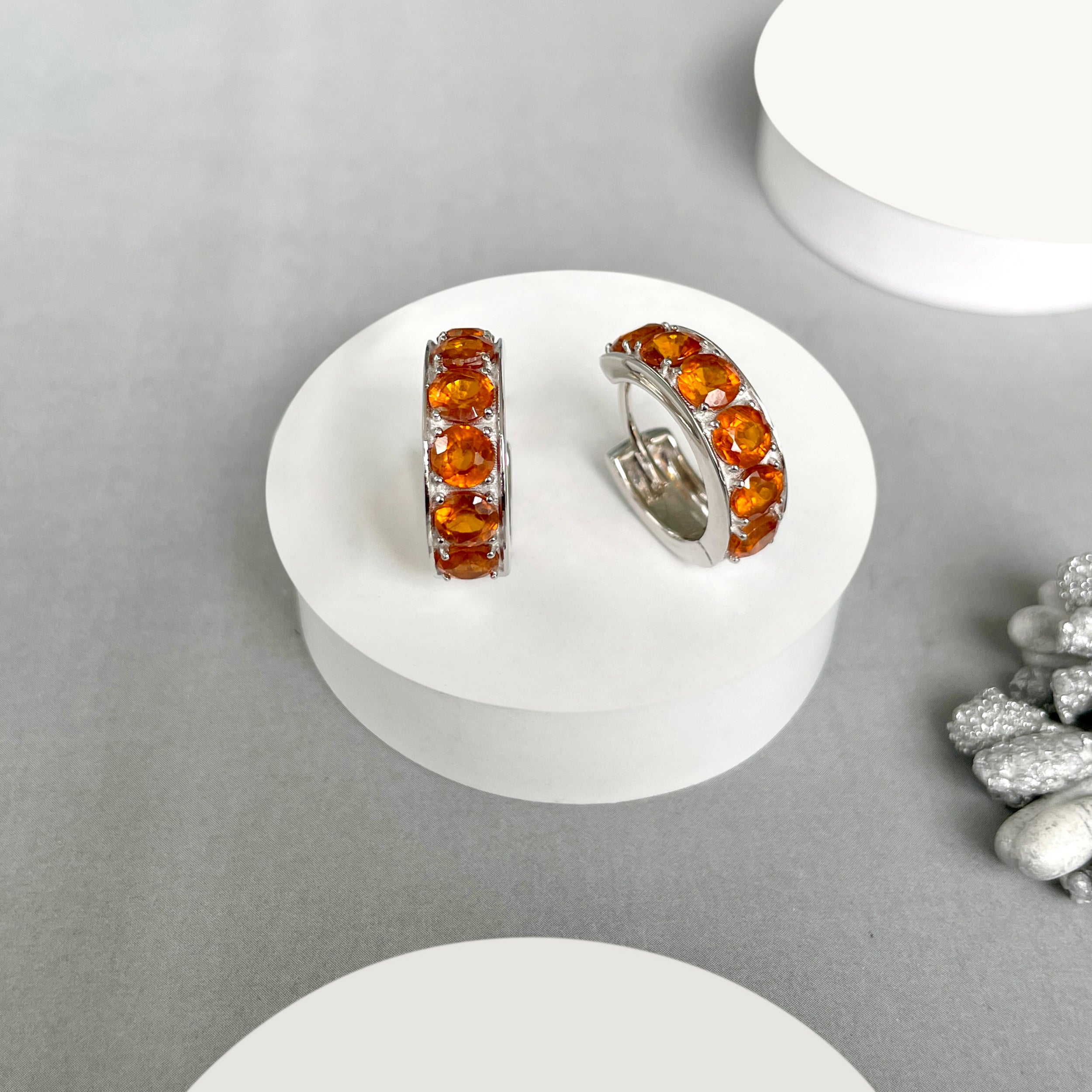 Orange Kyanite Hoop Earrings-(OKY-SE-973.)