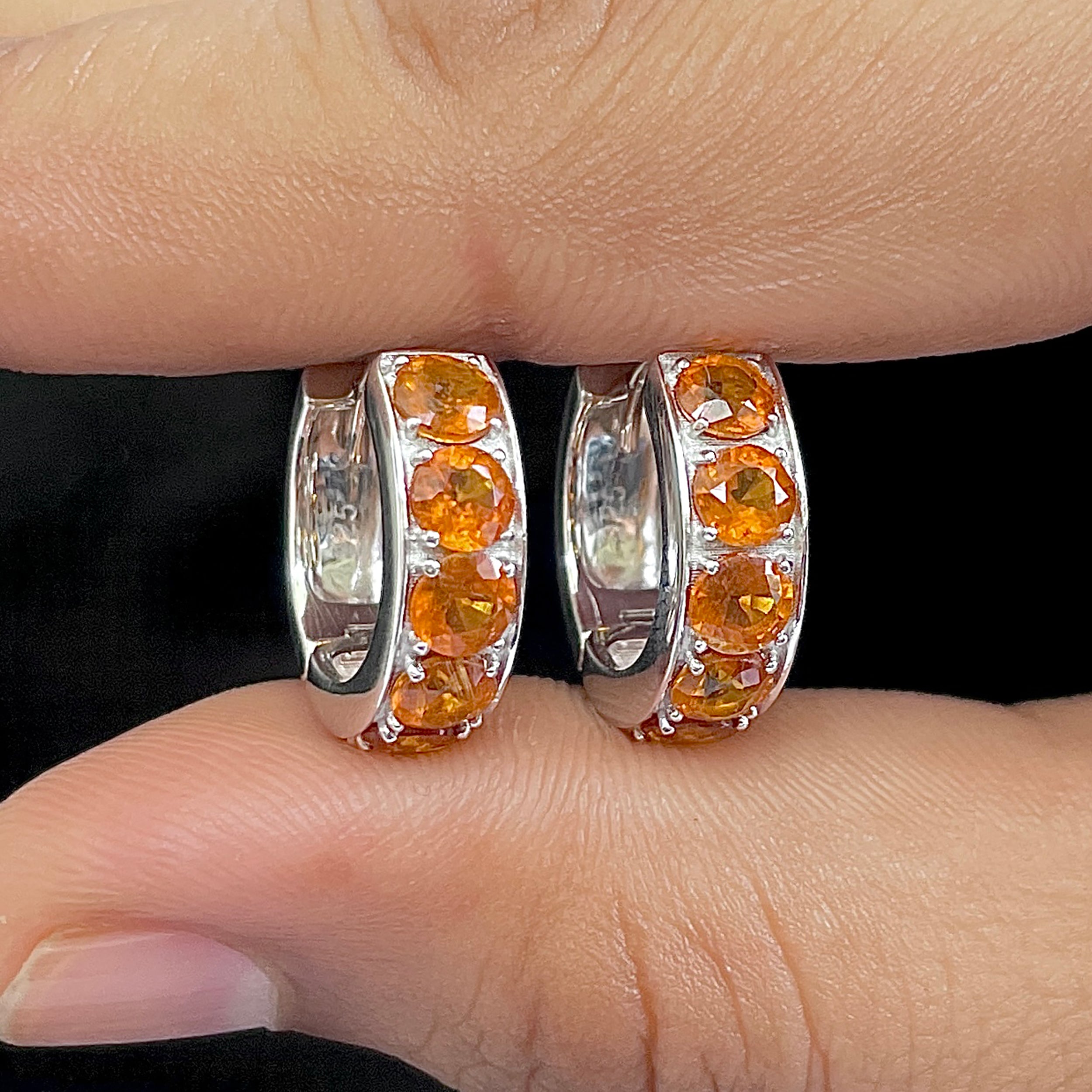 Orange Kyanite Hoop Earrings-(OKY-SE-973.)