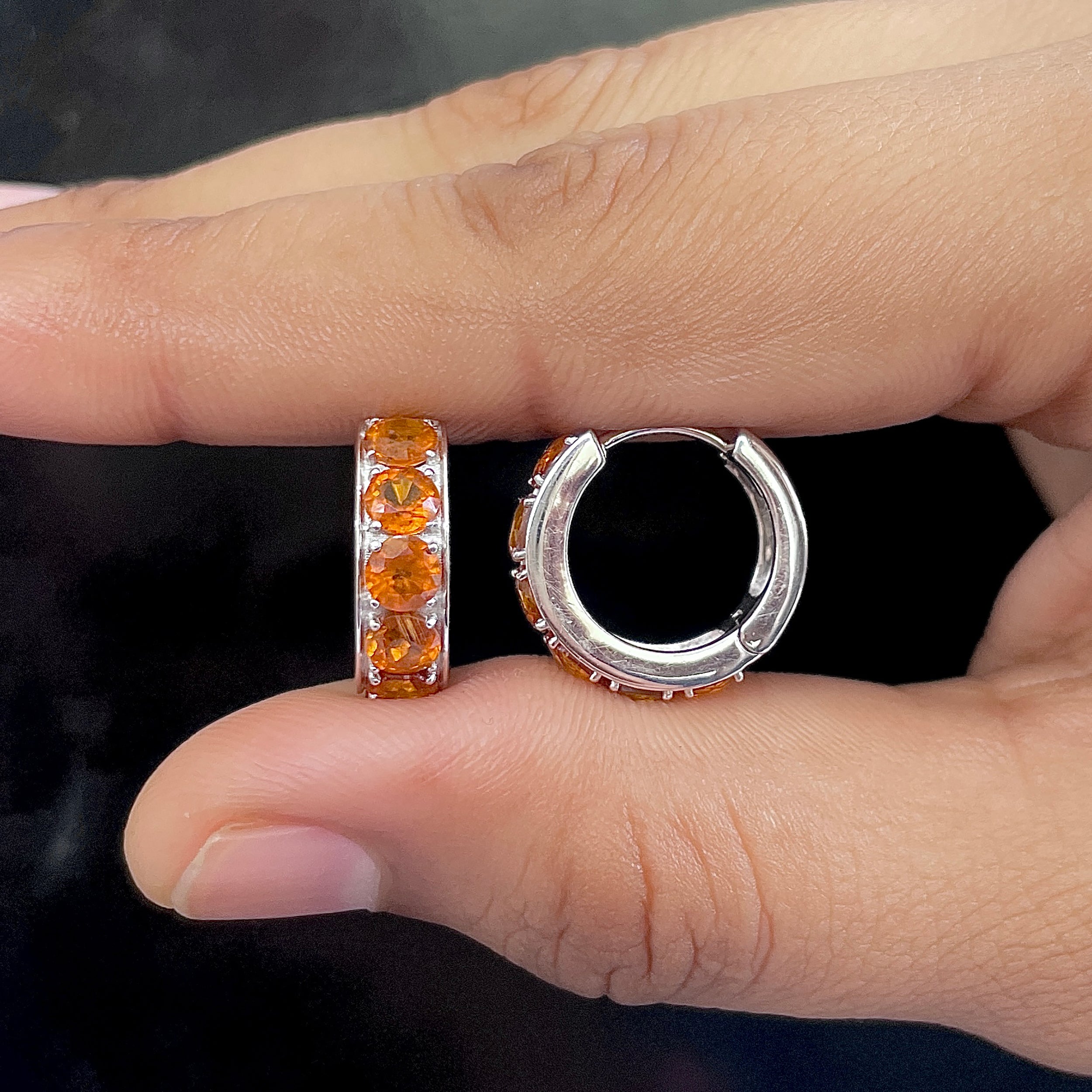 Orange Kyanite Hoop Earrings-(OKY-SE-973.)
