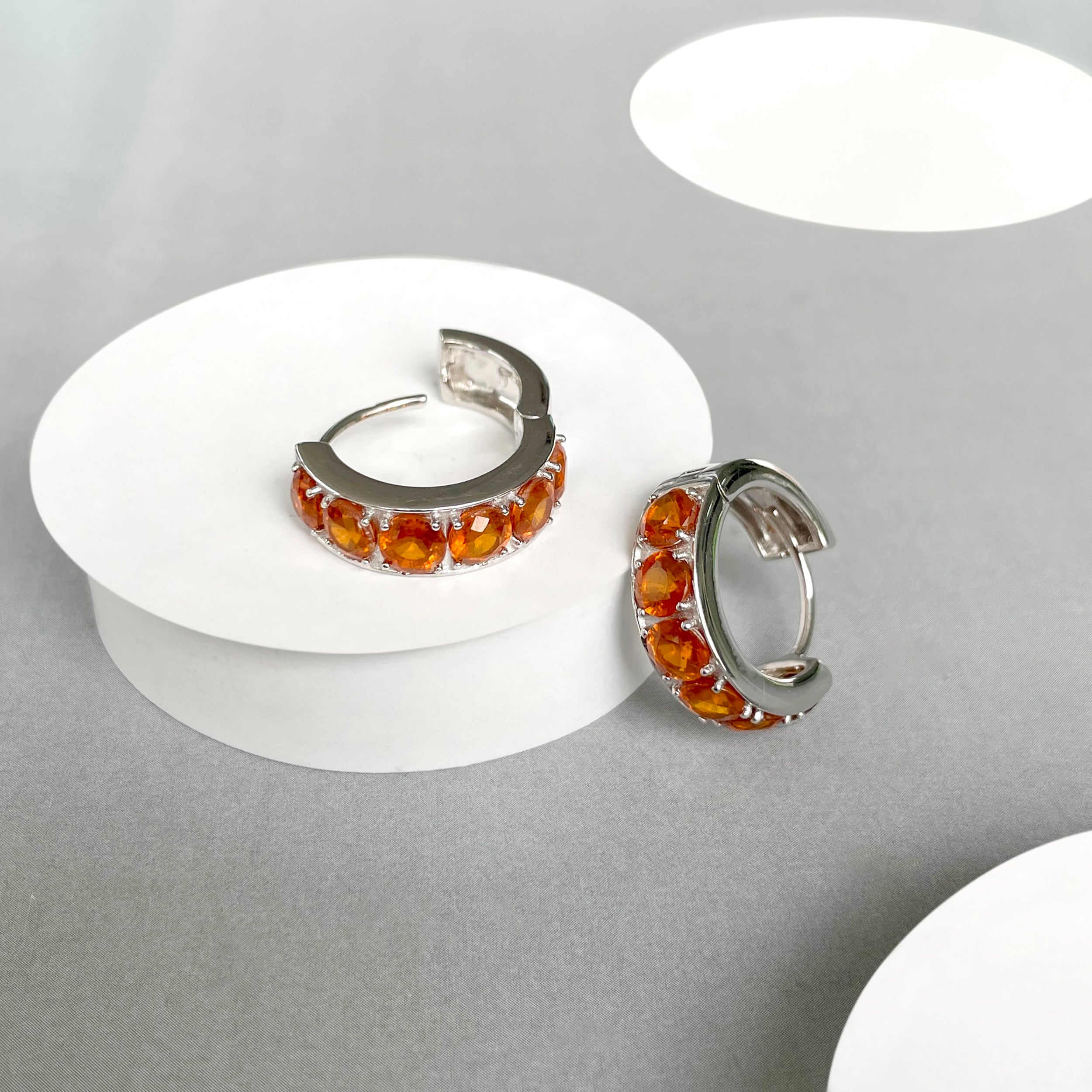 Orange Kyanite Hoop Earrings-(OKY-SE-973.)