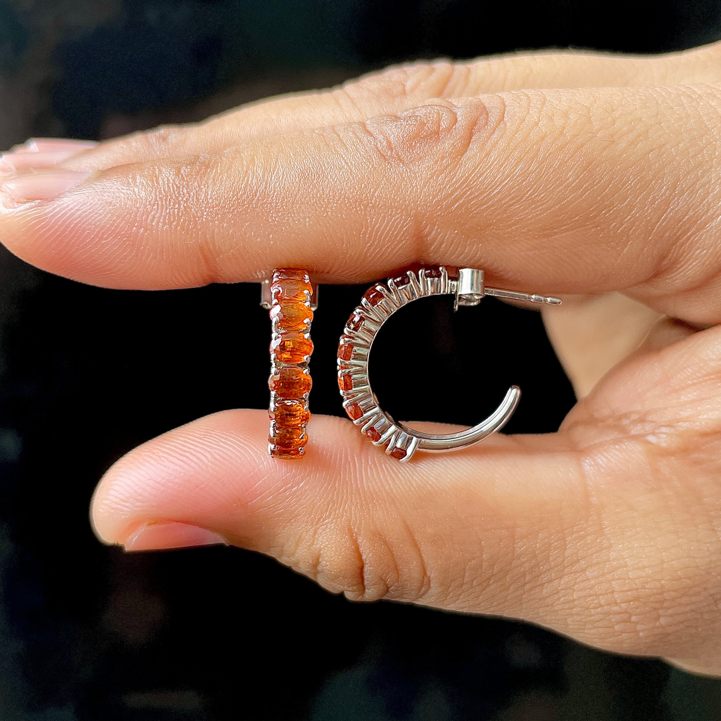 Orange Kyanite Hoop Earrings-(OKY-SE-975.)