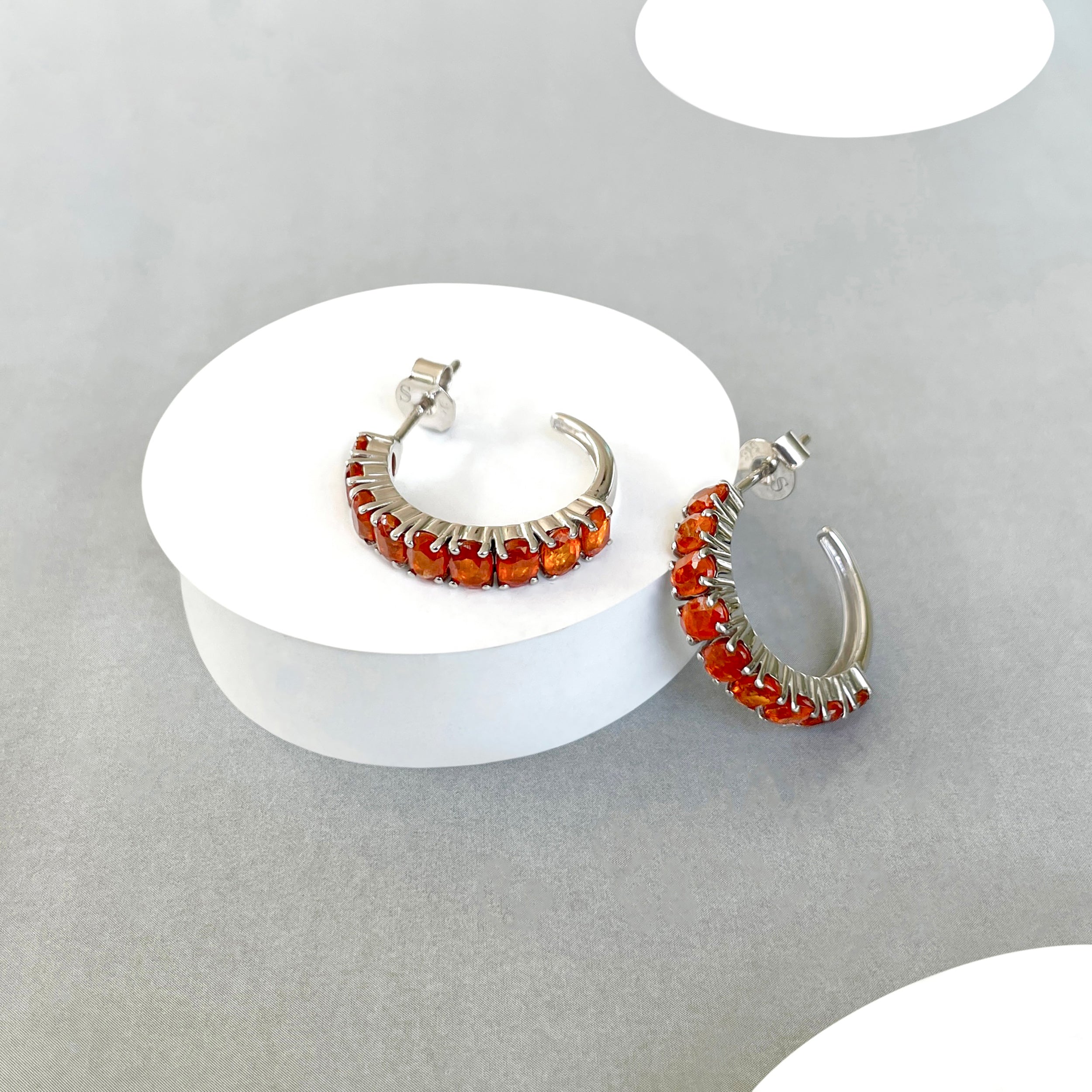 Orange Kyanite Hoop Earrings-(OKY-SE-975.)
