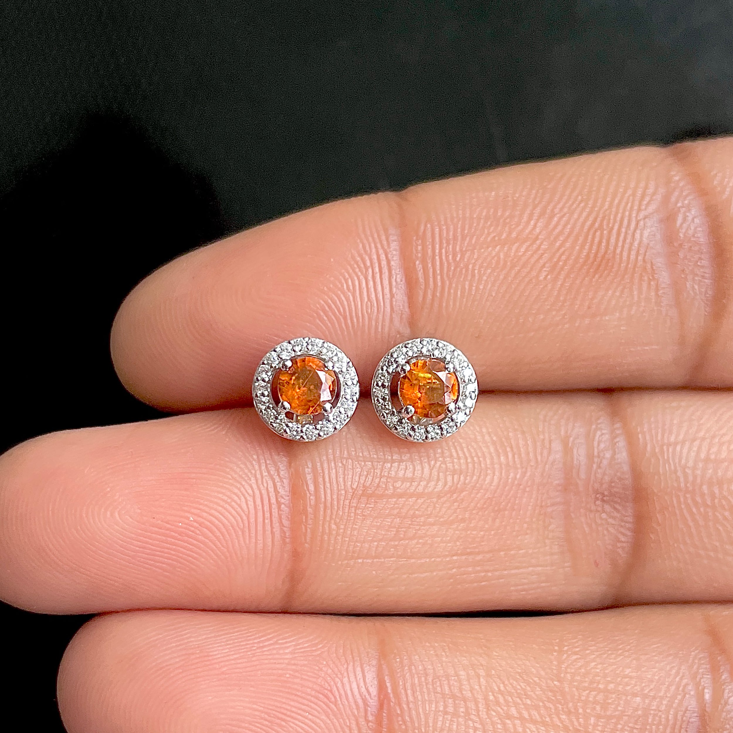 Orange Kyanite Stud Earrings-(OKY-SE-985.)