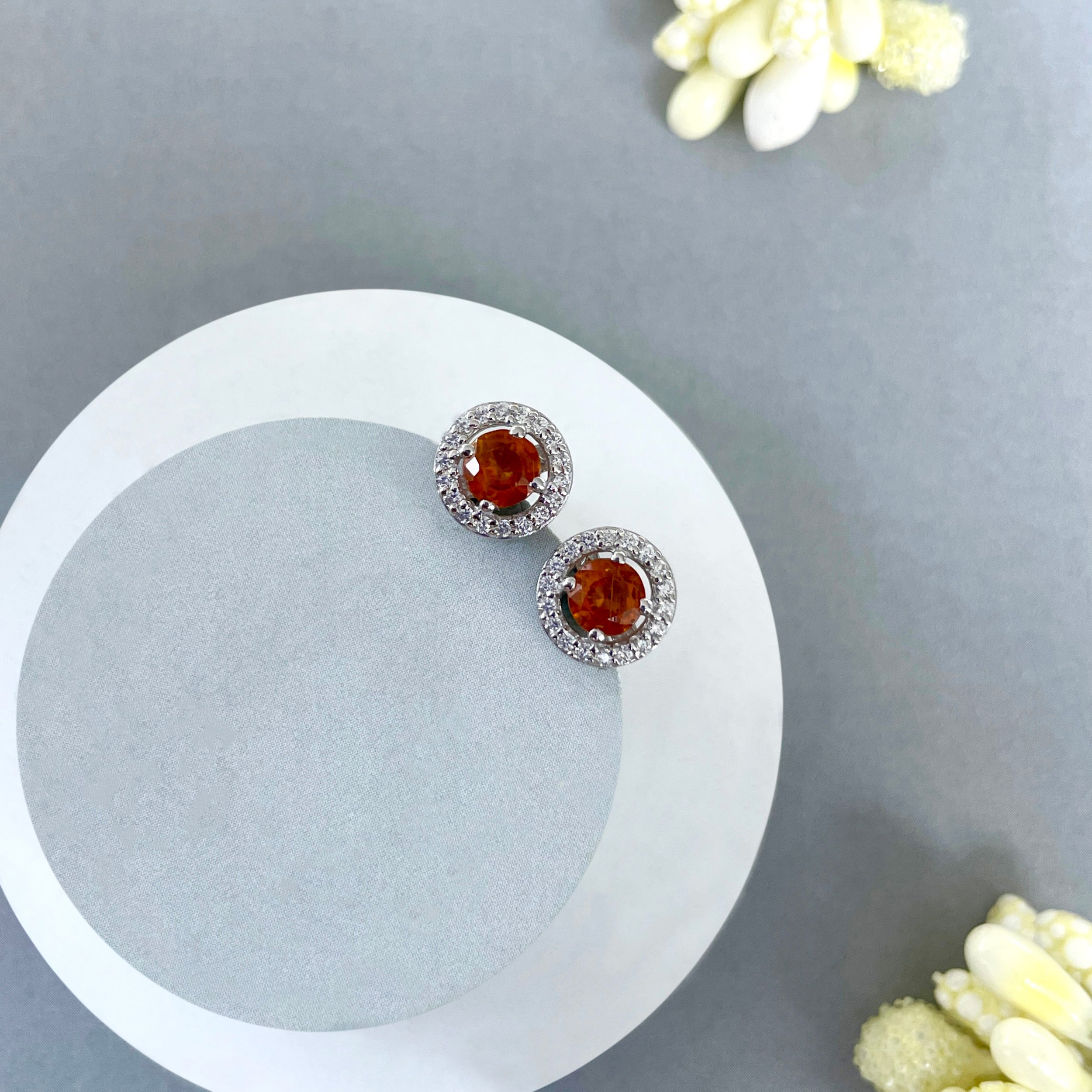 Orange Kyanite Stud Earrings-(OKY-SE-985.)