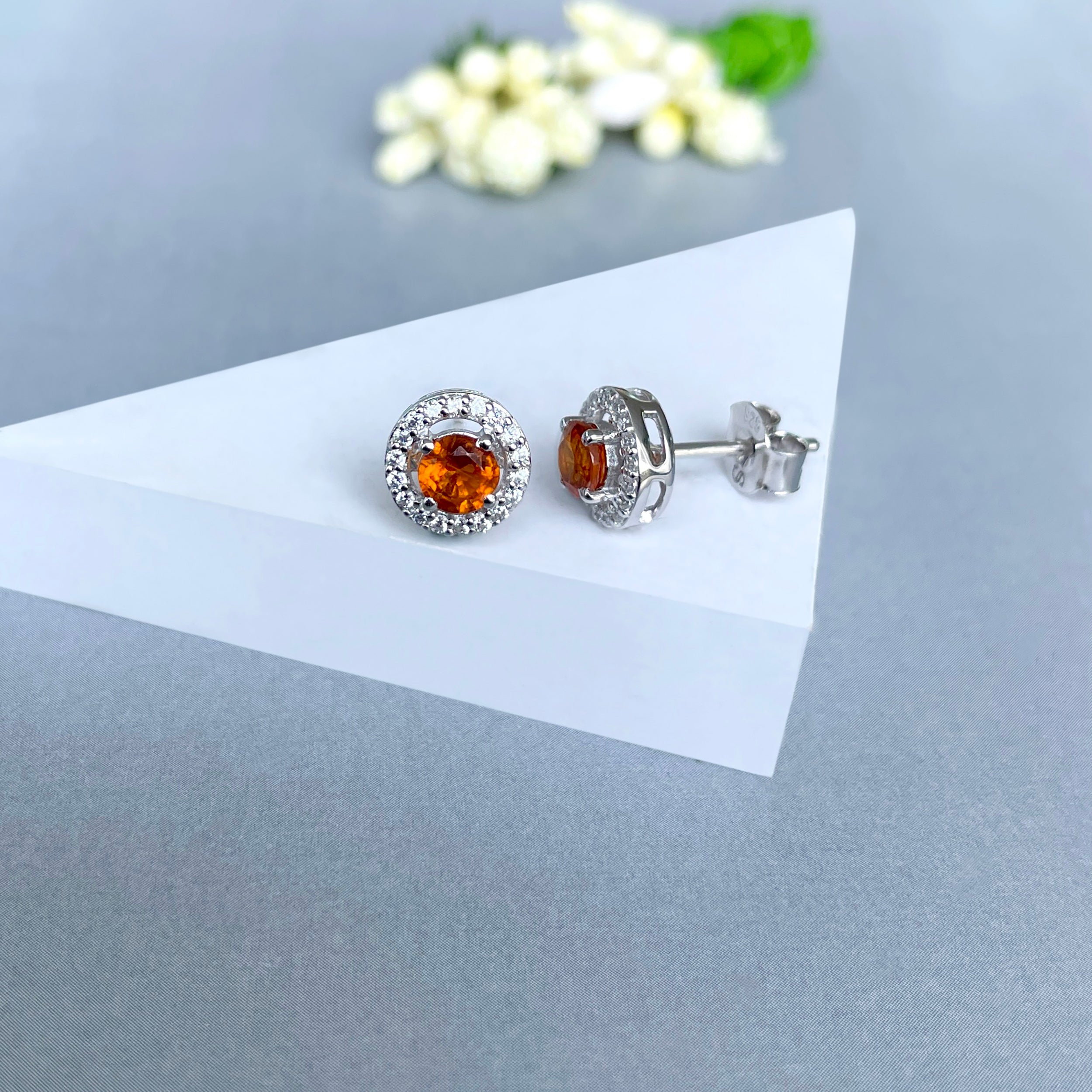 Orange Kyanite Stud Earrings-(OKY-SE-985.)