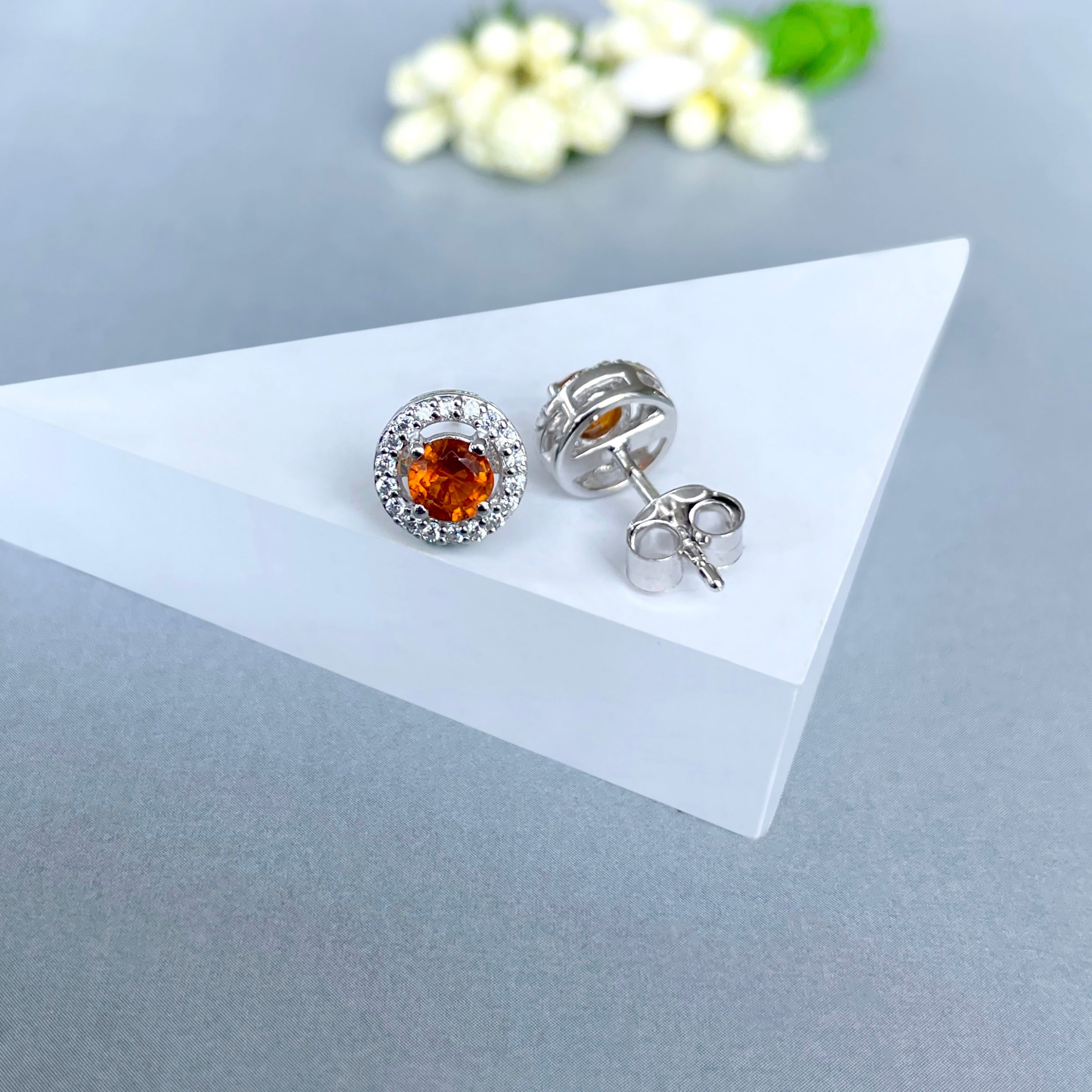Orange Kyanite Stud Earrings-(OKY-SE-985.)