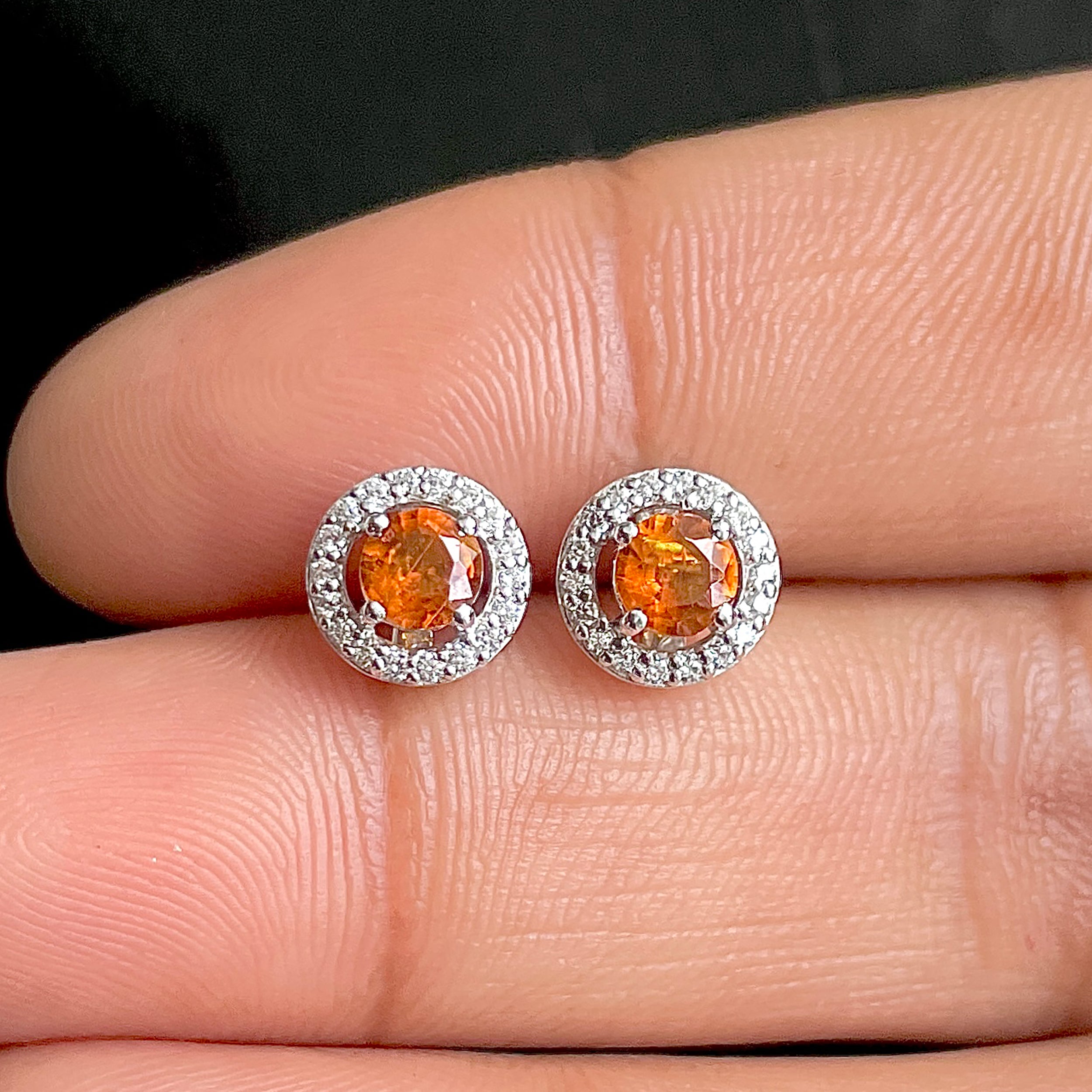 Orange Kyanite Stud Earrings-(OKY-SE-985.)