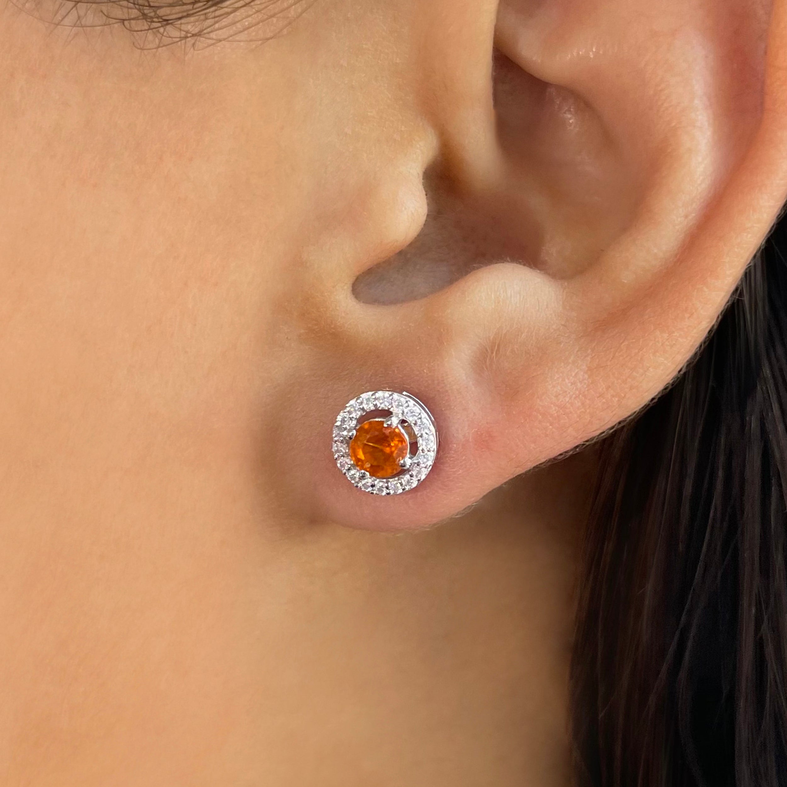 Orange Kyanite Stud Earrings-(OKY-SE-985.)