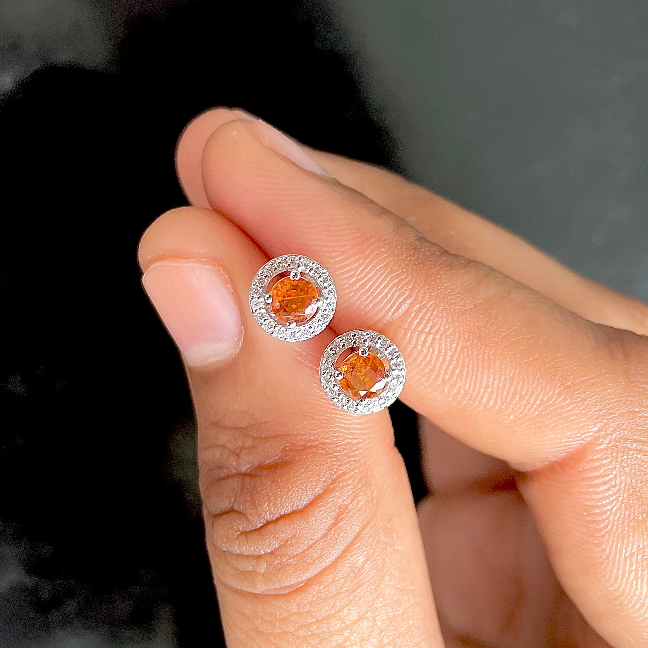 Orange Kyanite Stud Earrings-(OKY-SE-985.)