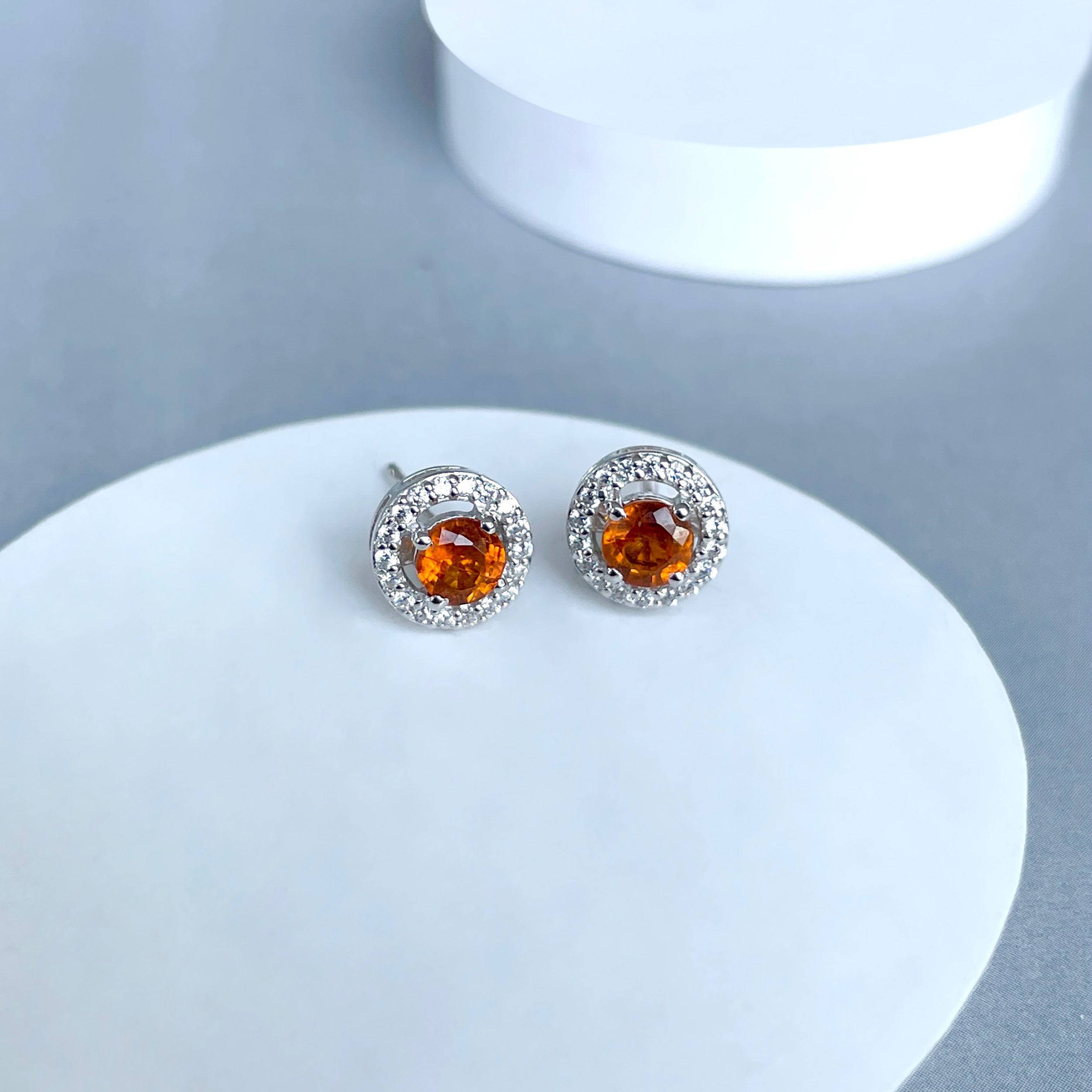 Orange Kyanite Stud Earrings-(OKY-SE-985.)
