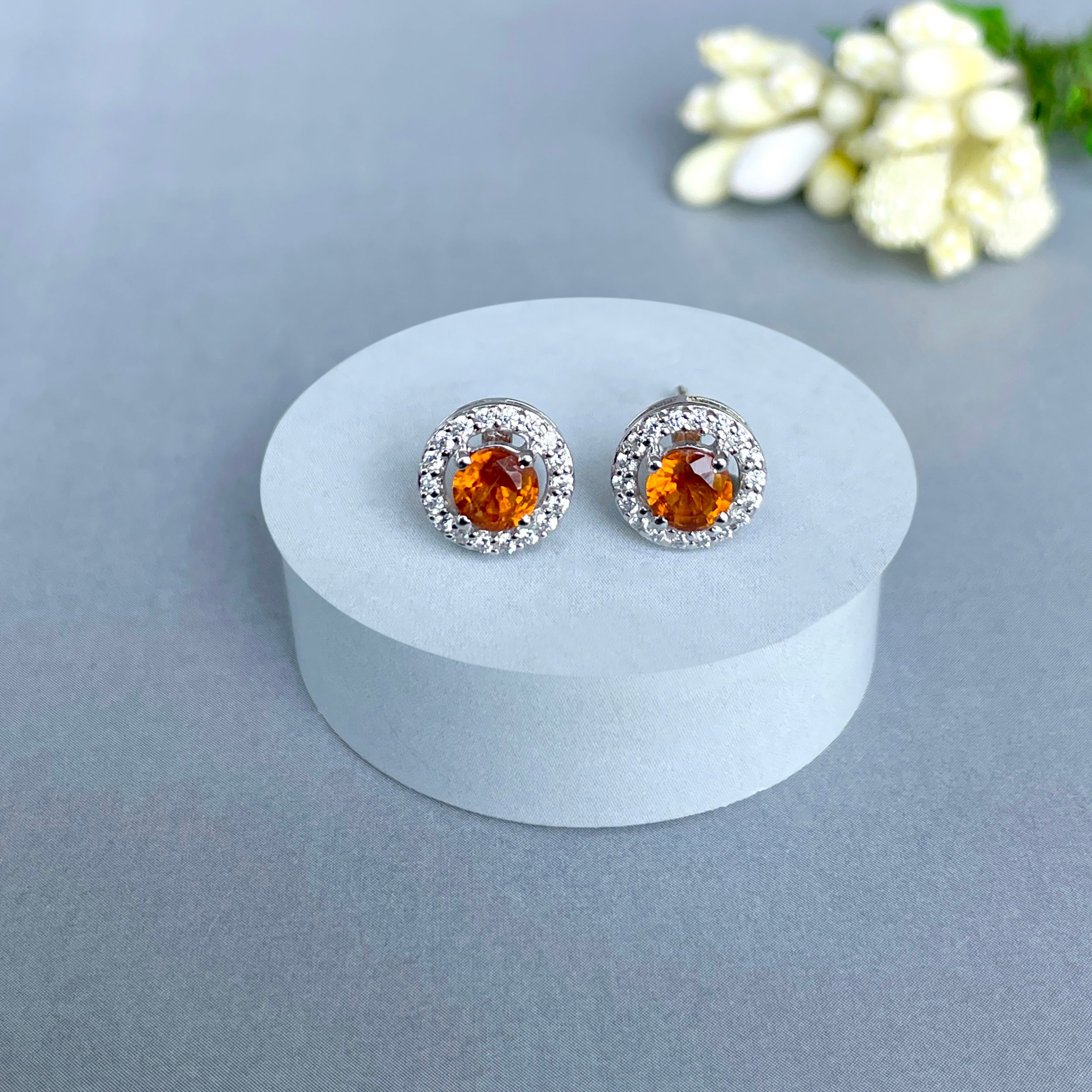 Orange Kyanite Stud Earrings-(OKY-SE-985.)