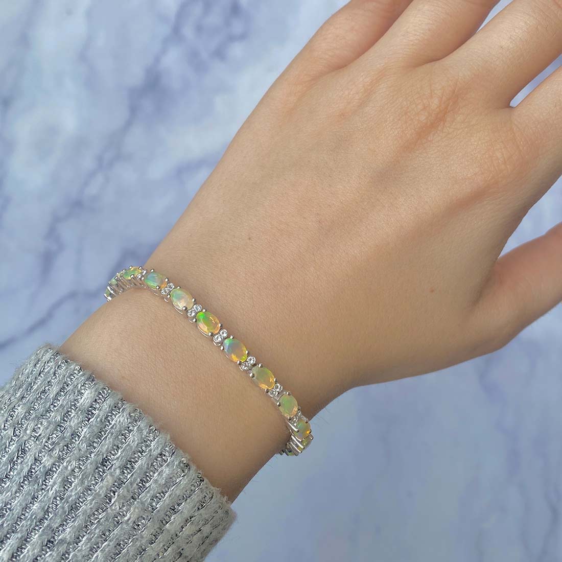 Opal & White Topaz Bracelet-(OPL-SB-109.)