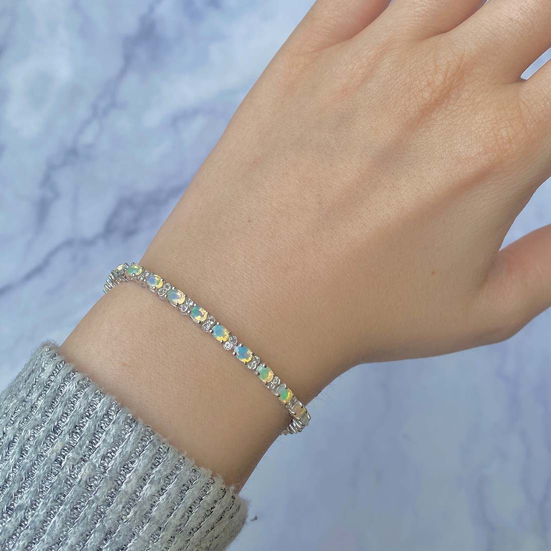 Opal & White Topaz Bracelet-(OPL-SB-111.)