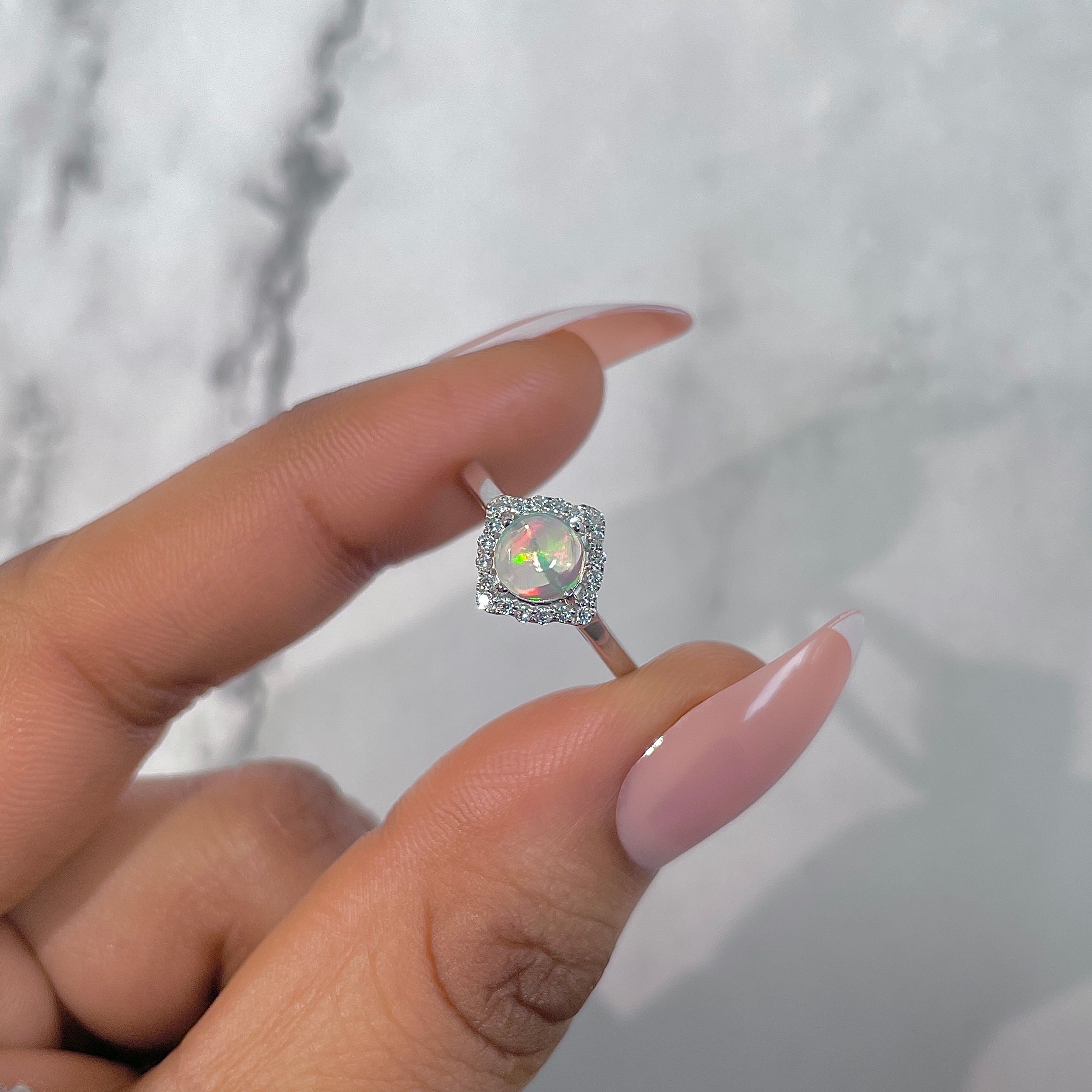 Opal & White Topaz Ring-(OPL-RDR-1744.)