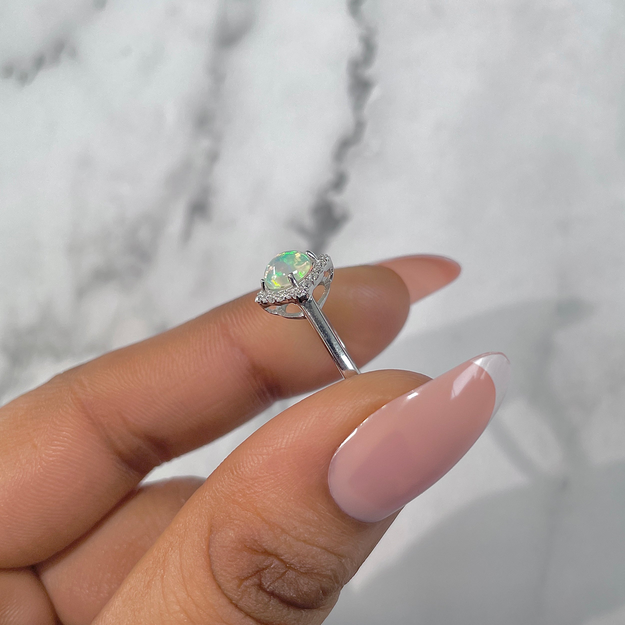 Opal & White Topaz Ring-(OPL-RDR-1744.)