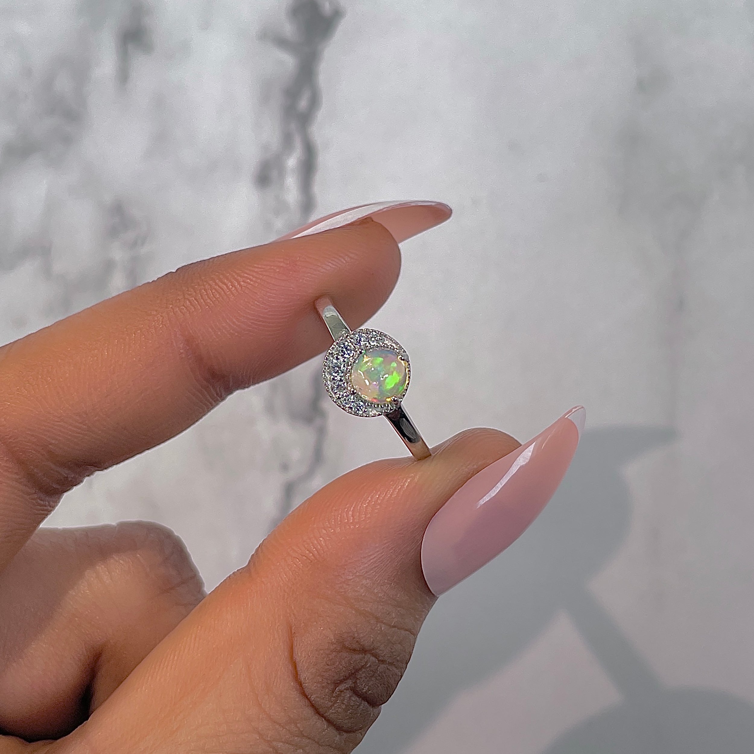 Opal & White Topaz Ring-(OPL-RDR-1746.)