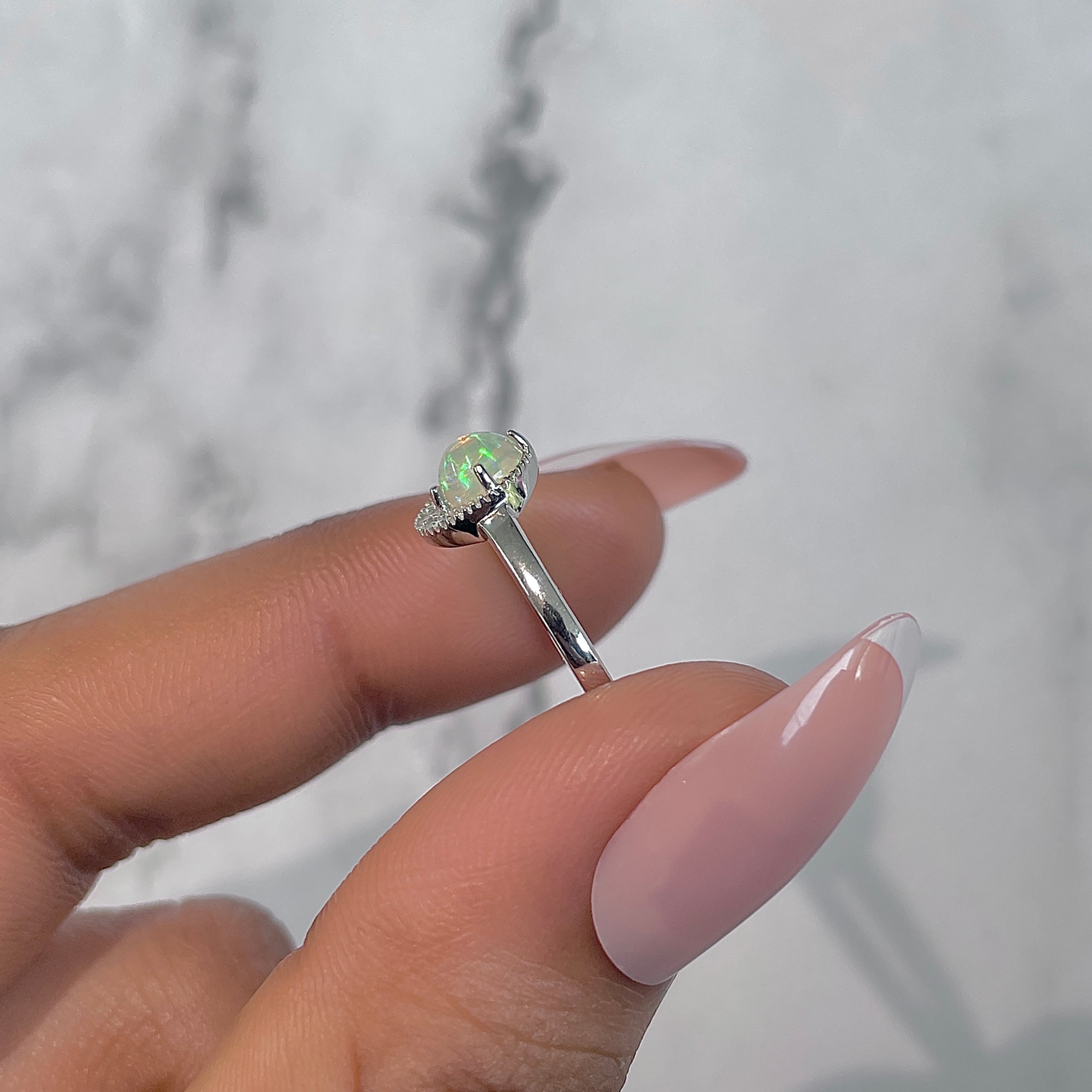 Opal & White Topaz Ring-(OPL-RDR-1746.)