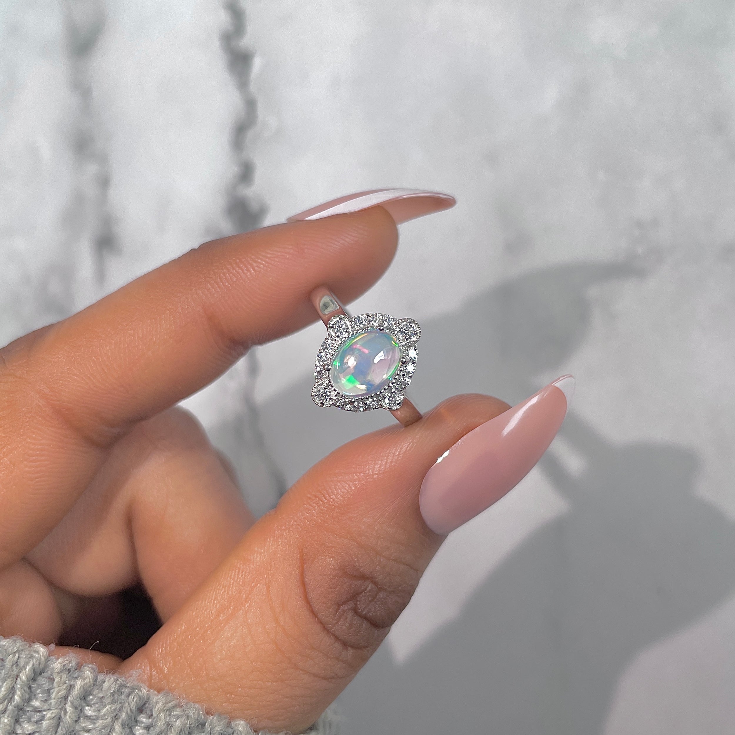 Opal & White Topaz Ring-(OPL-RDR-1765.)