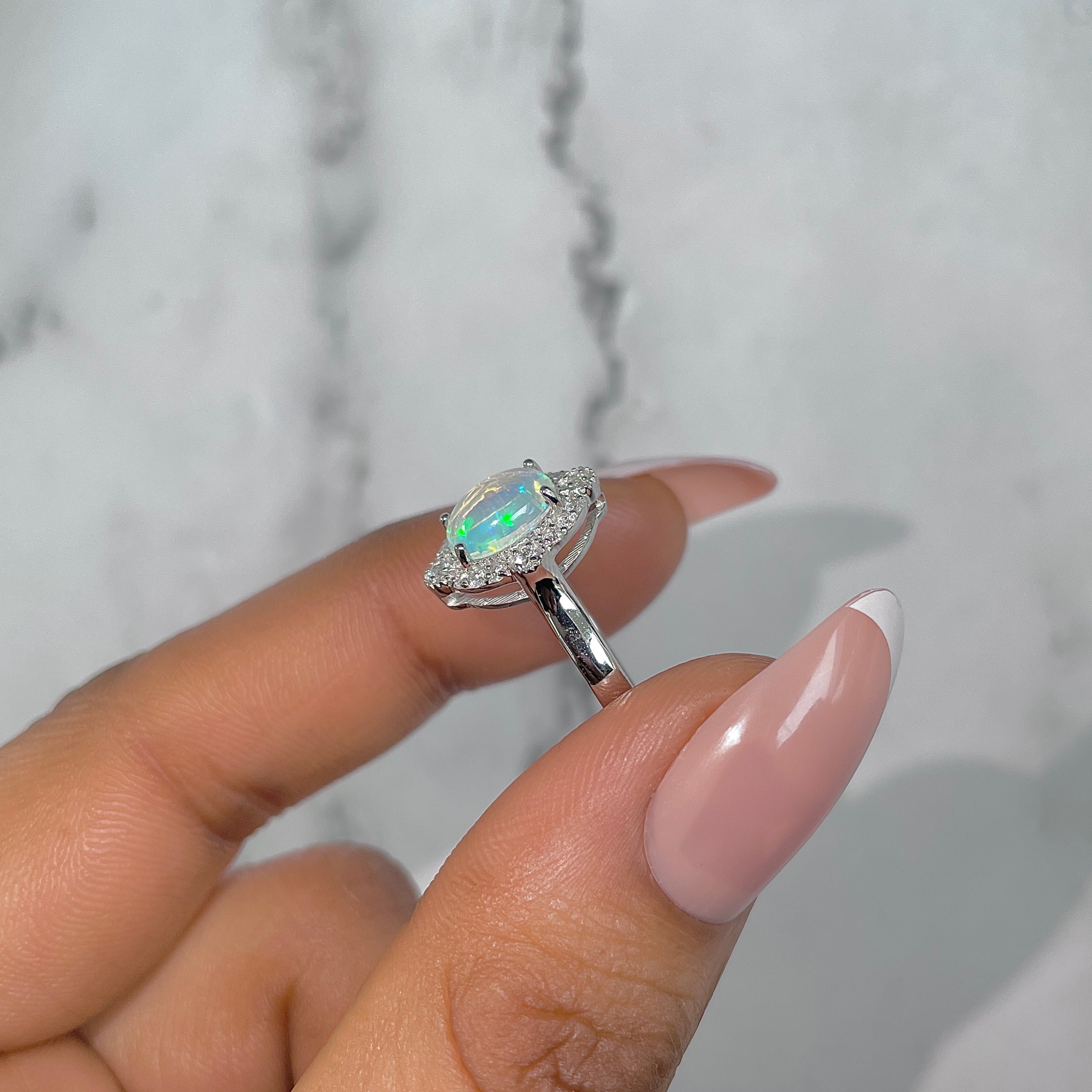Opal & White Topaz Ring-(OPL-RDR-1765.)