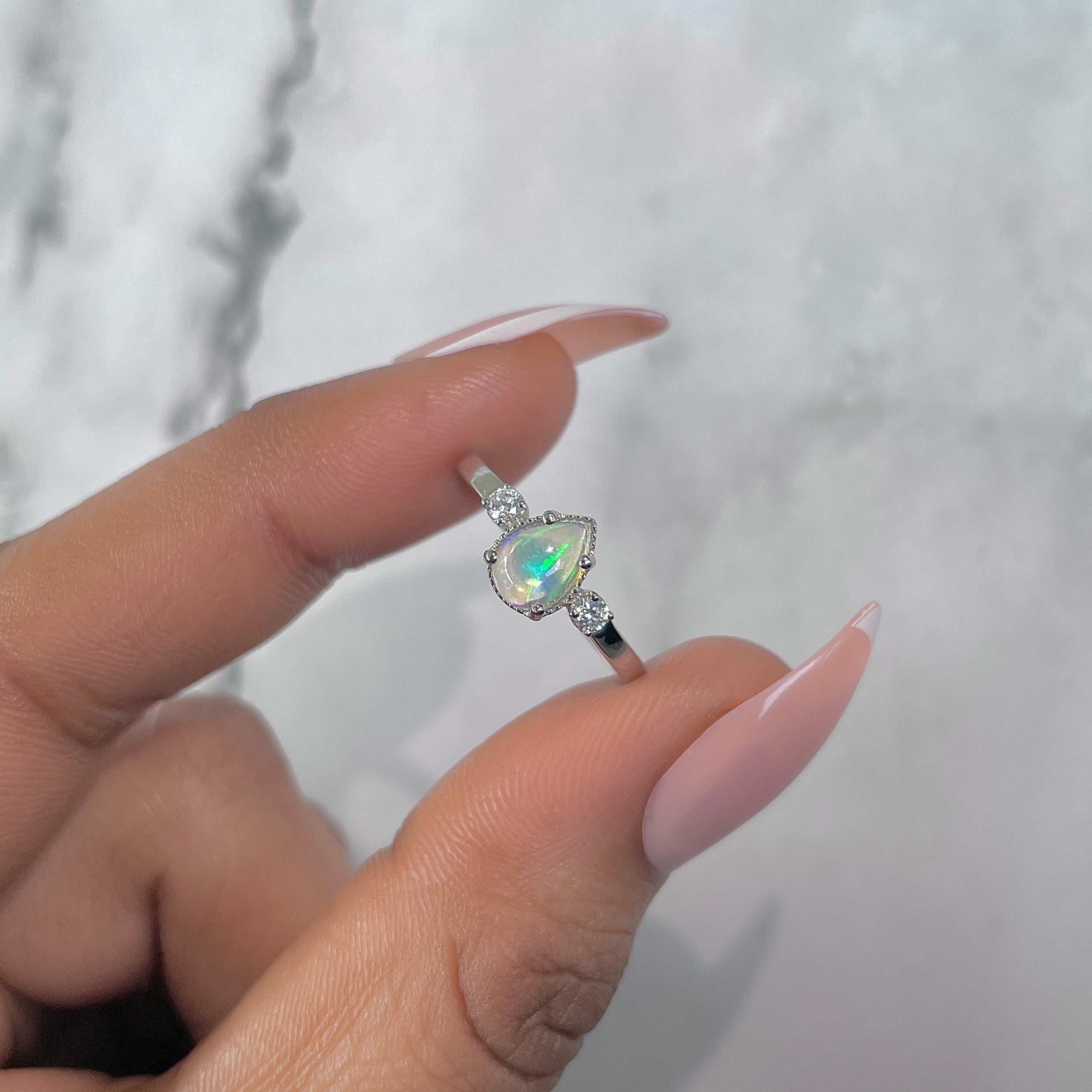 Opal & White Topaz Ring-(OPL-RDR-1772.)