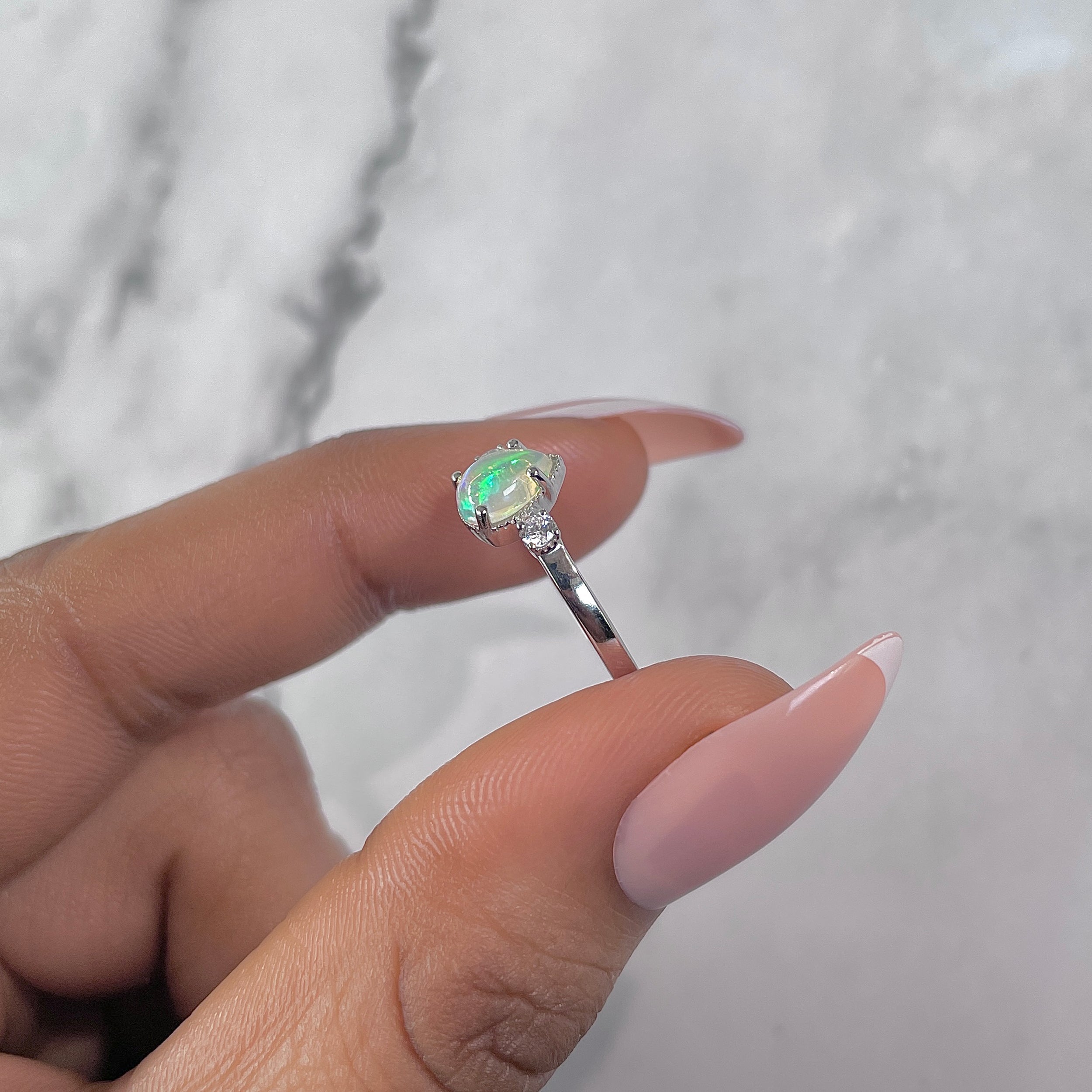 Opal & White Topaz Ring-(OPL-RDR-1772.)