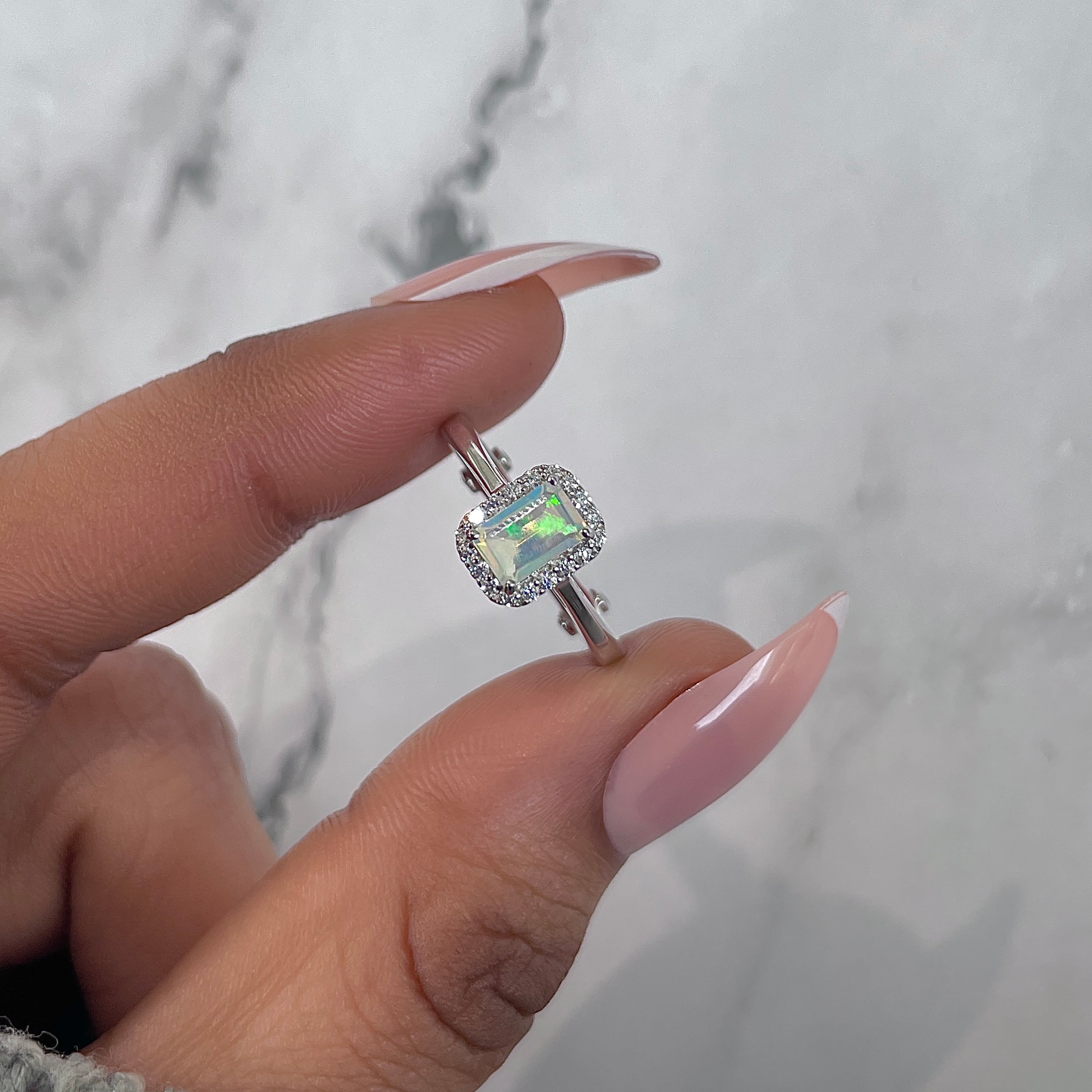 Opal & White Topaz Ring-(OPL-RDR-1787.)